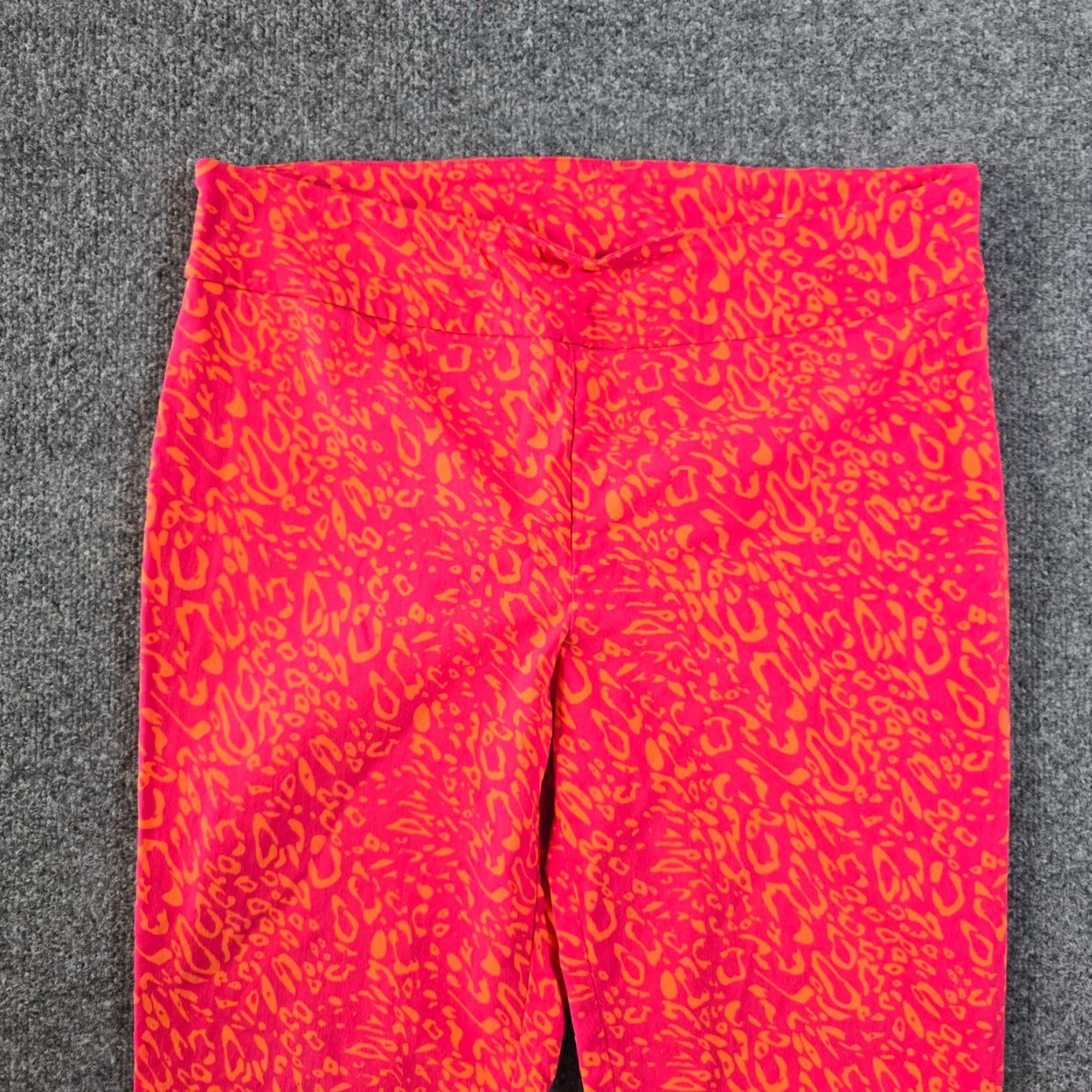 Soft Surroundings Soft Surroundings Pants Womens XL Tall Pink Orange Leopard Stretch Ponte Dress Pants Skinny Front Flat Front Size 40" / US 18 - 2 Thumbnail