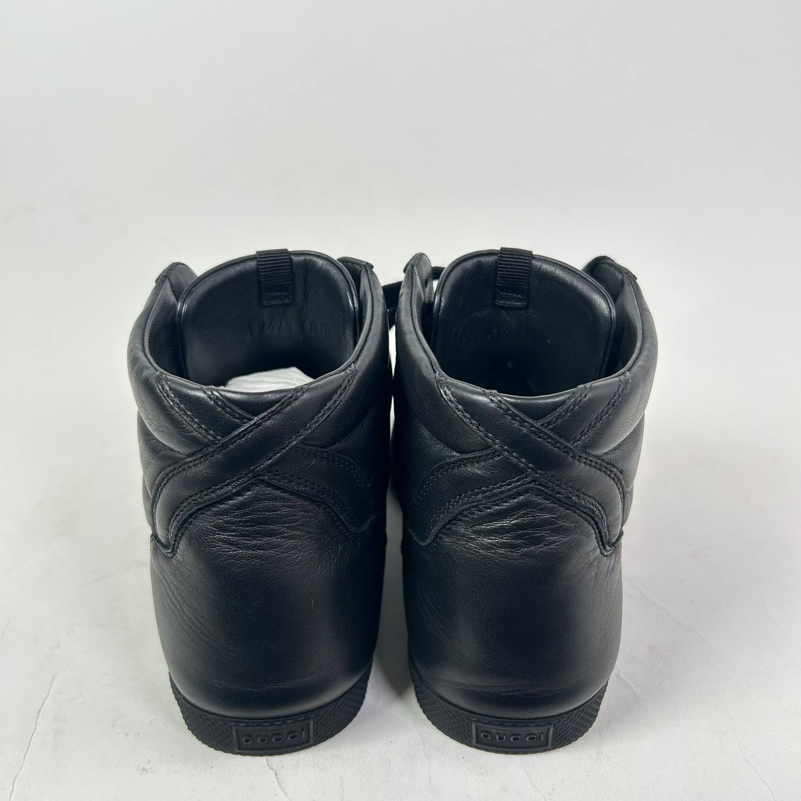 Gucci Gucci Black Web Leather High-Top Sneaker Size US 8.5 / EU 41-42 - 5 Thumbnail