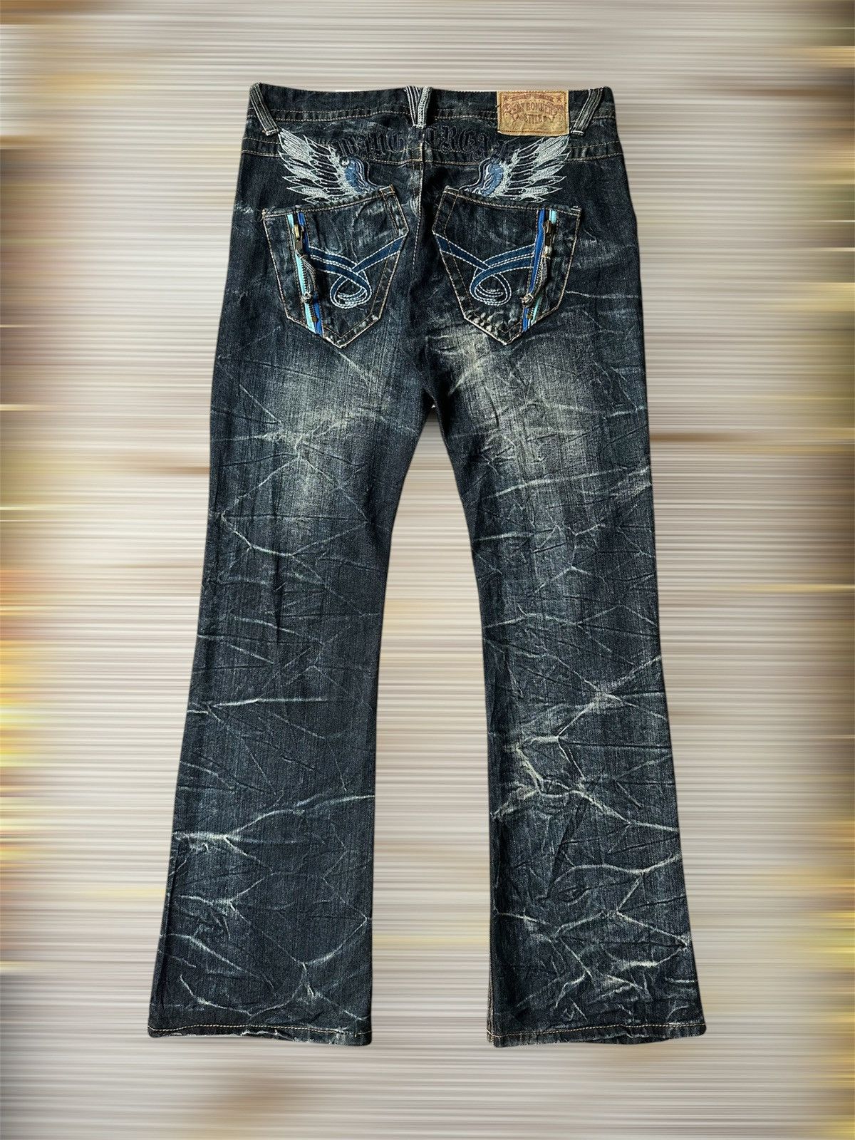 Japanese Brand FLARE Sky Bomber Claw Marks Design Denim Size US 34 / EU 50 - 1 Thumbnail