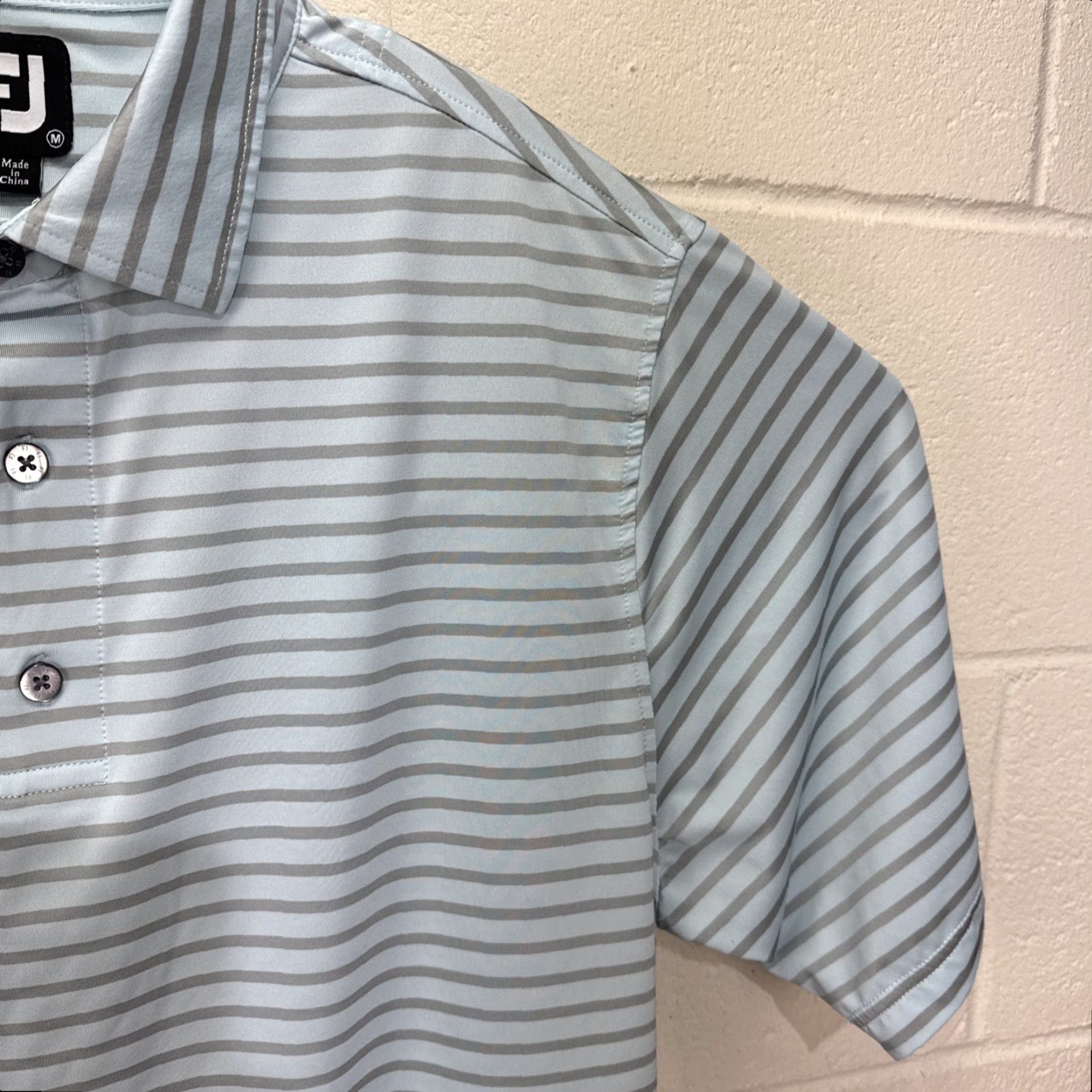 Footjoy FootJoy Polo Men's Medium Polo Athletic Fit Blue Gray Striped Shirt Golf Size US M / EU 48-50 / 2 - 5 Thumbnail