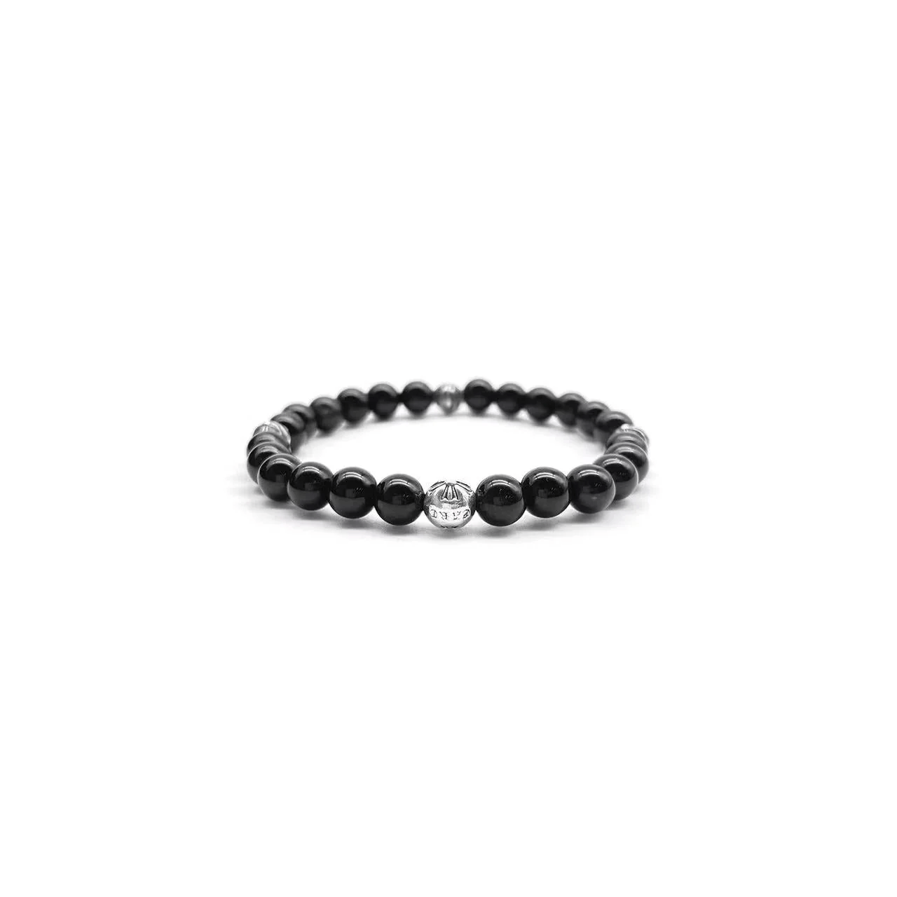 Chrome Hearts Chrome Hearts 6mm Beaded Obsidian Silver Cross Ball Bracelet Size ONE SIZE - 2 Thumbnail