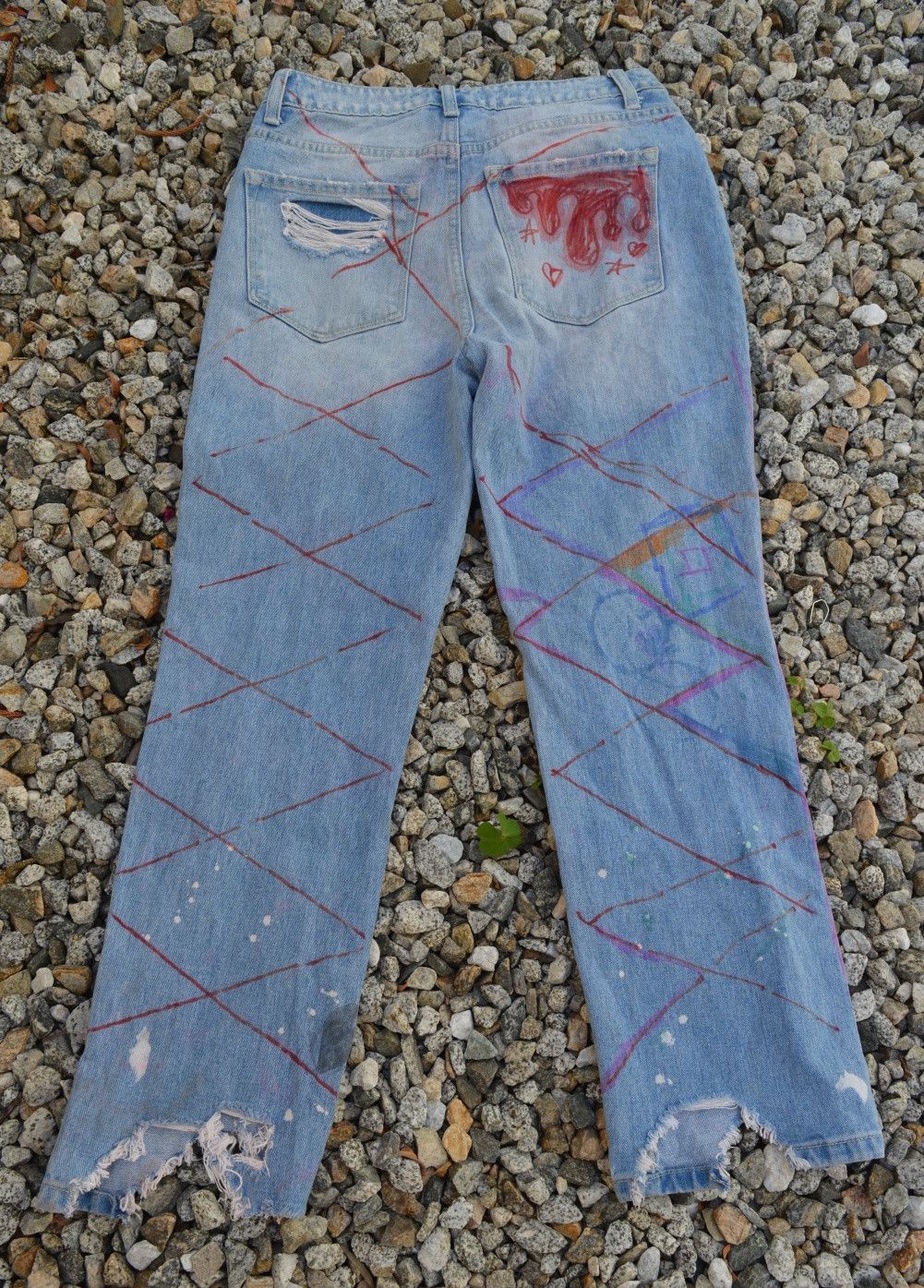 Handmade VINTAGE DENIM ART HANDPAINTED SIZE 26 Size 26" / US 2 / IT 38 - 7 Thumbnail