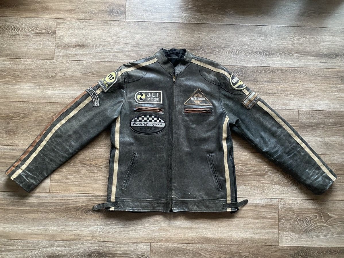 Leather × Vintage Vintage Aviatrix Leather Motorcycle Racing Jacket Size US L / EU 52-54 / 3 - 3 Thumbnail