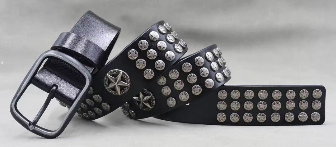 Japanese Brand × Leather × Vintage Y2K Rivet Star Leather Belt Rock 30-34" Size ONE SIZE - 2 Thumbnail