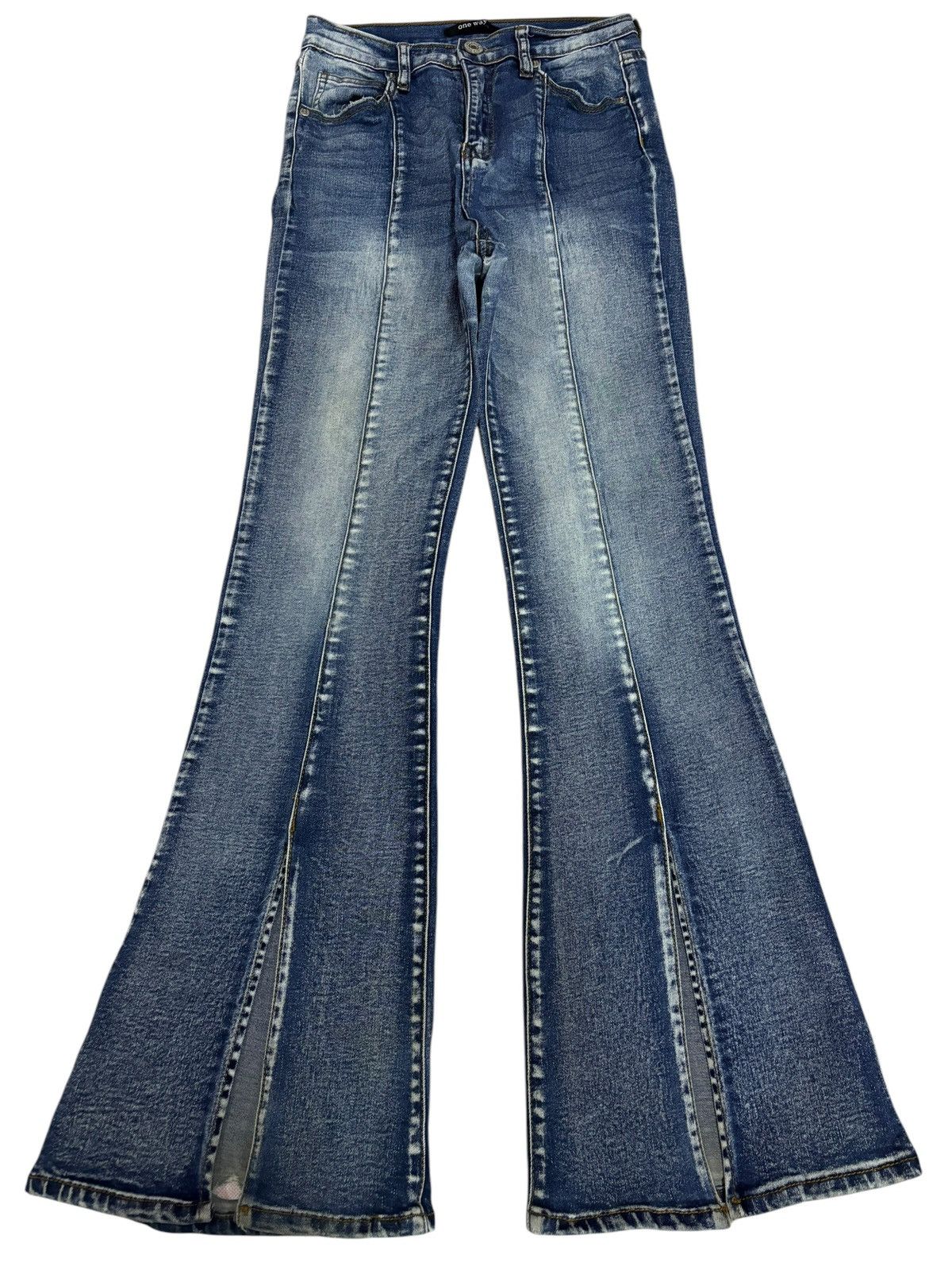 Japanese Brand × Vintage Bondage One Way Flared Faded Front Seam Jeans Size 26" / US 2 / IT 38 - 1 Thumbnail