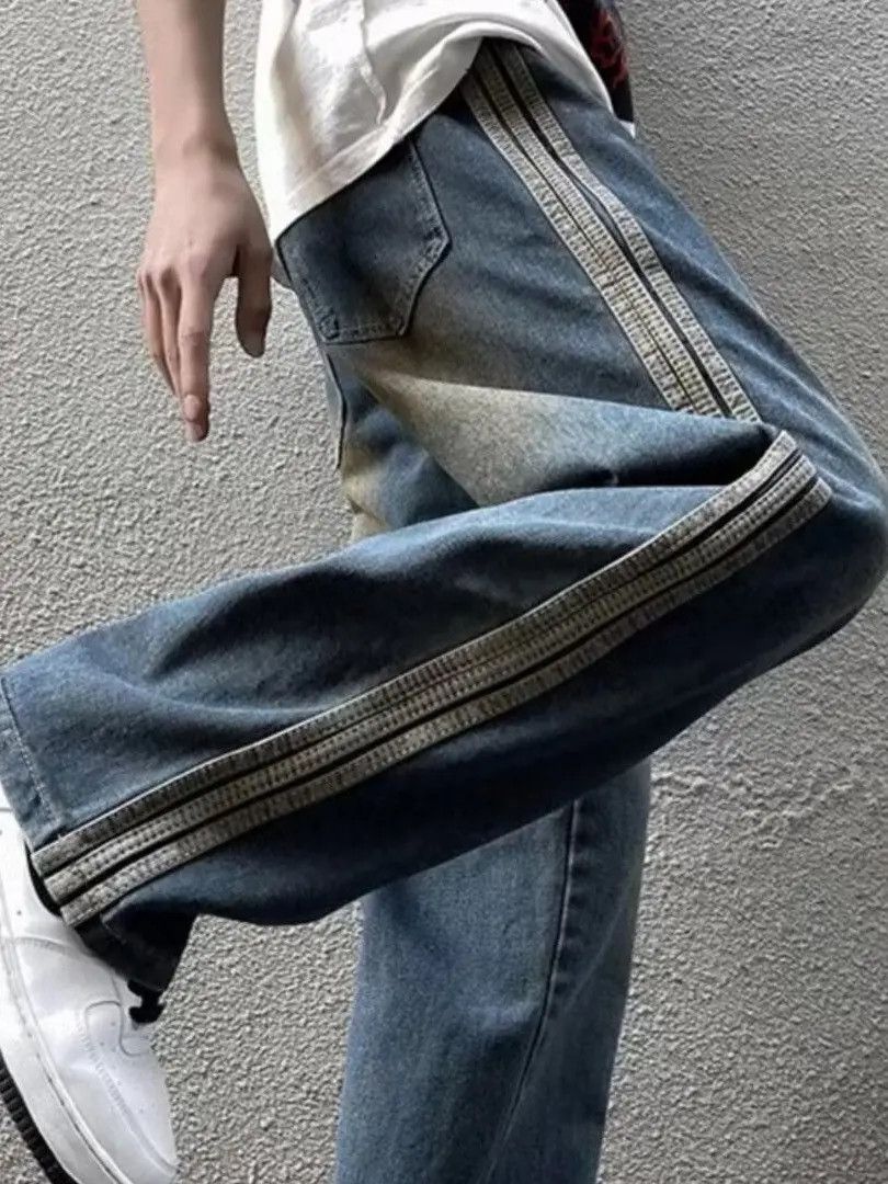 Japanese Brand × Jean Retro straight striped wide leg jeans Size US 32 / EU 48 - 3 Thumbnail