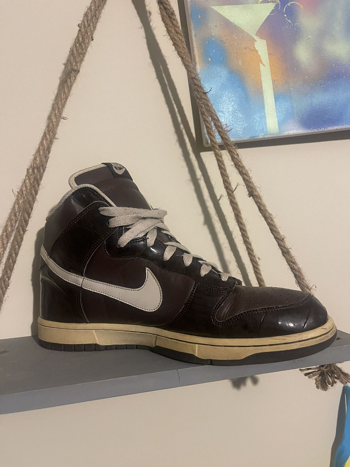 Nike Nike Dunk High Woodgrain Brown Black 2006 Size US 11 / EU 44 - 5 Thumbnail