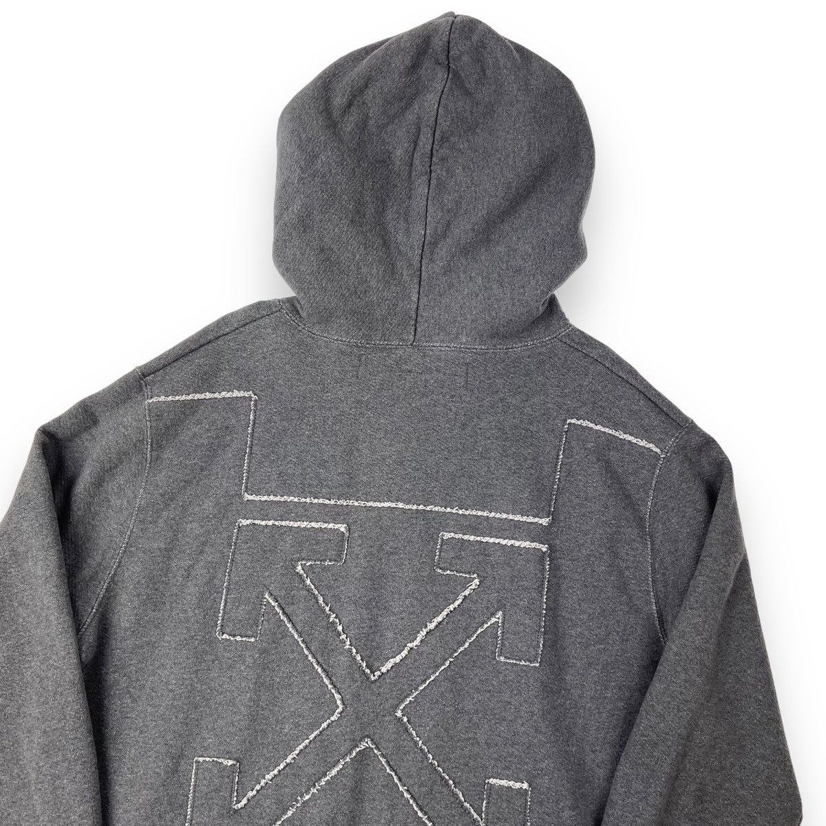 image of Off White Off-White Cutout Arrows Grey Hoodie, Men's (Size 2XL)