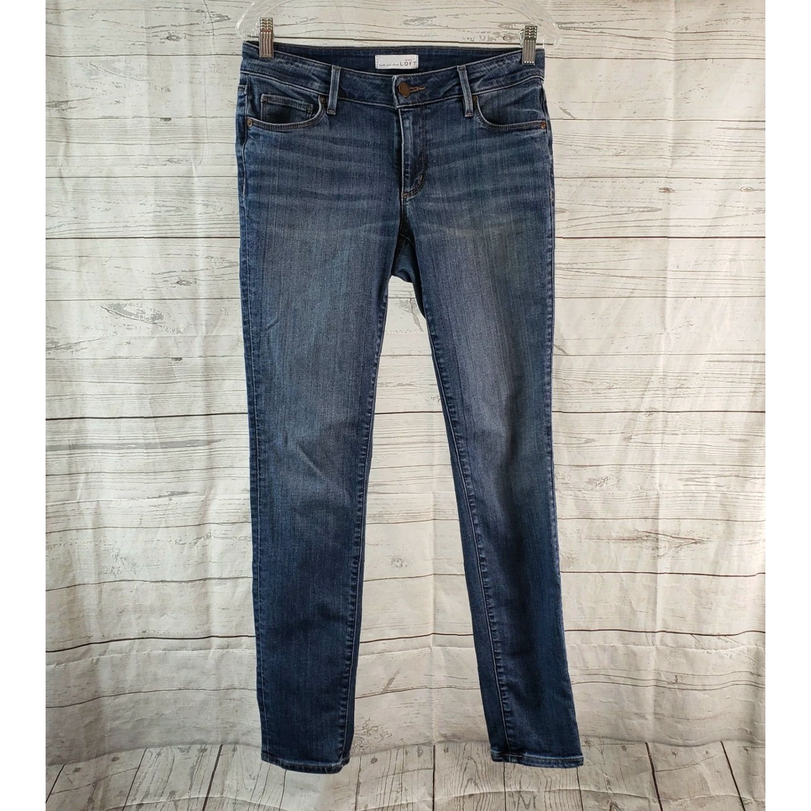 Loft Ann Taylor LOFT Womens Curvy Skinny Jeans Sz 4 Blue Medium Wash Low Rise Size 27" / US 4 / IT 40 - 2 Thumbnail