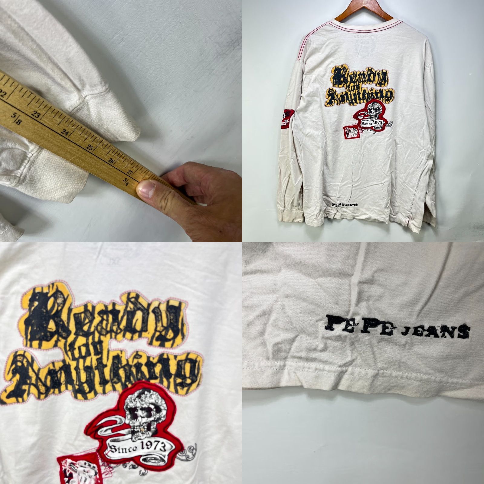 Pepe Jeans VINTAGE Pepe Jeans Shirt 3XL Mens White Cotton Tiger Logo 90s Long Sleeve Baggy Crew Neck Size US XXL / EU 58 / 5 - 9 Thumbnail