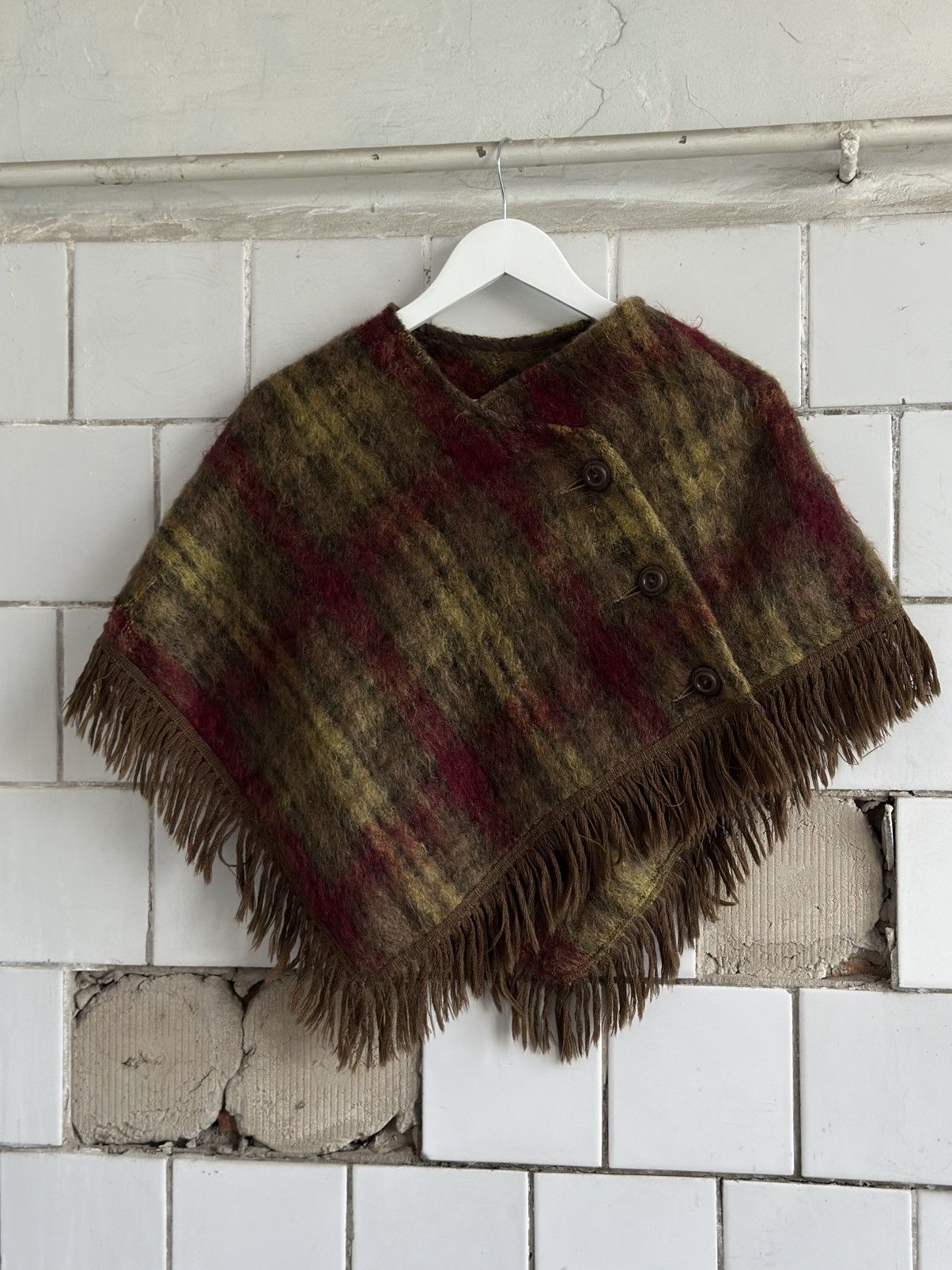 20471120 × Japanese Brand Vintage Glen Cree Mohair Wool Made in Scotland Cape Custom Size US L / EU 52-54 / 3 - 1 Thumbnail