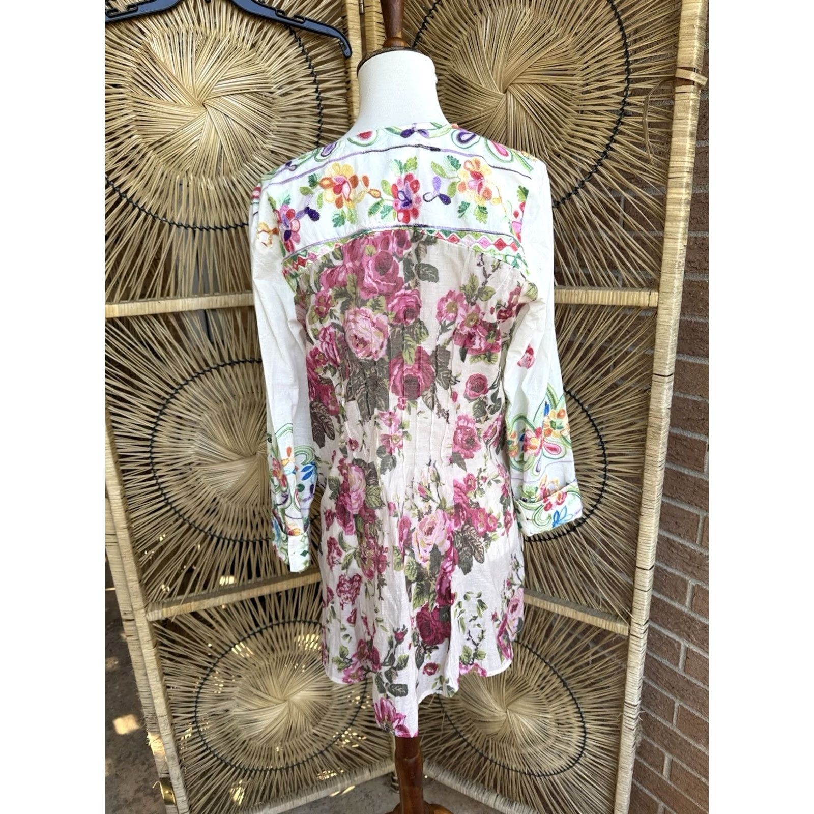 Soft Surroundings Soft Surroundings Blouse Tunic Women Small Multicolor Floral Embroidered Cotton Boho Festival Size S / US 4 / IT 40 - 4 Thumbnail
