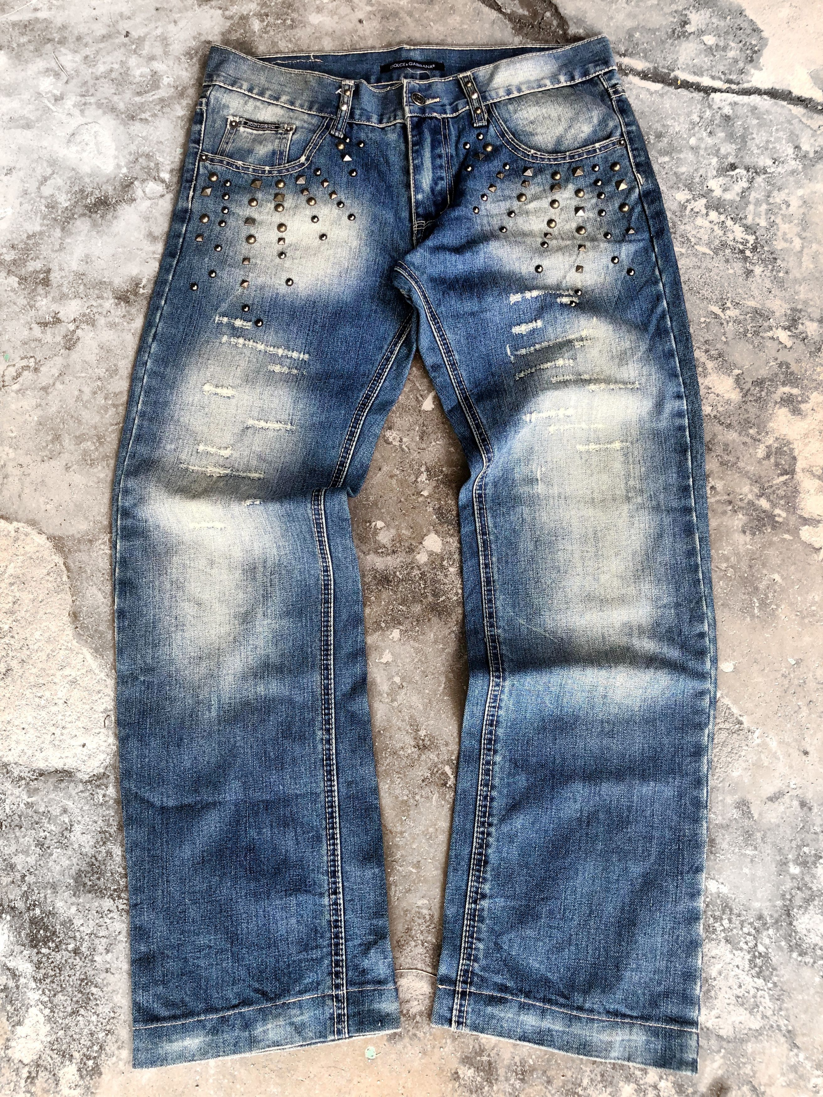 Dolce & Gabbana Studed Crushed Jeans
