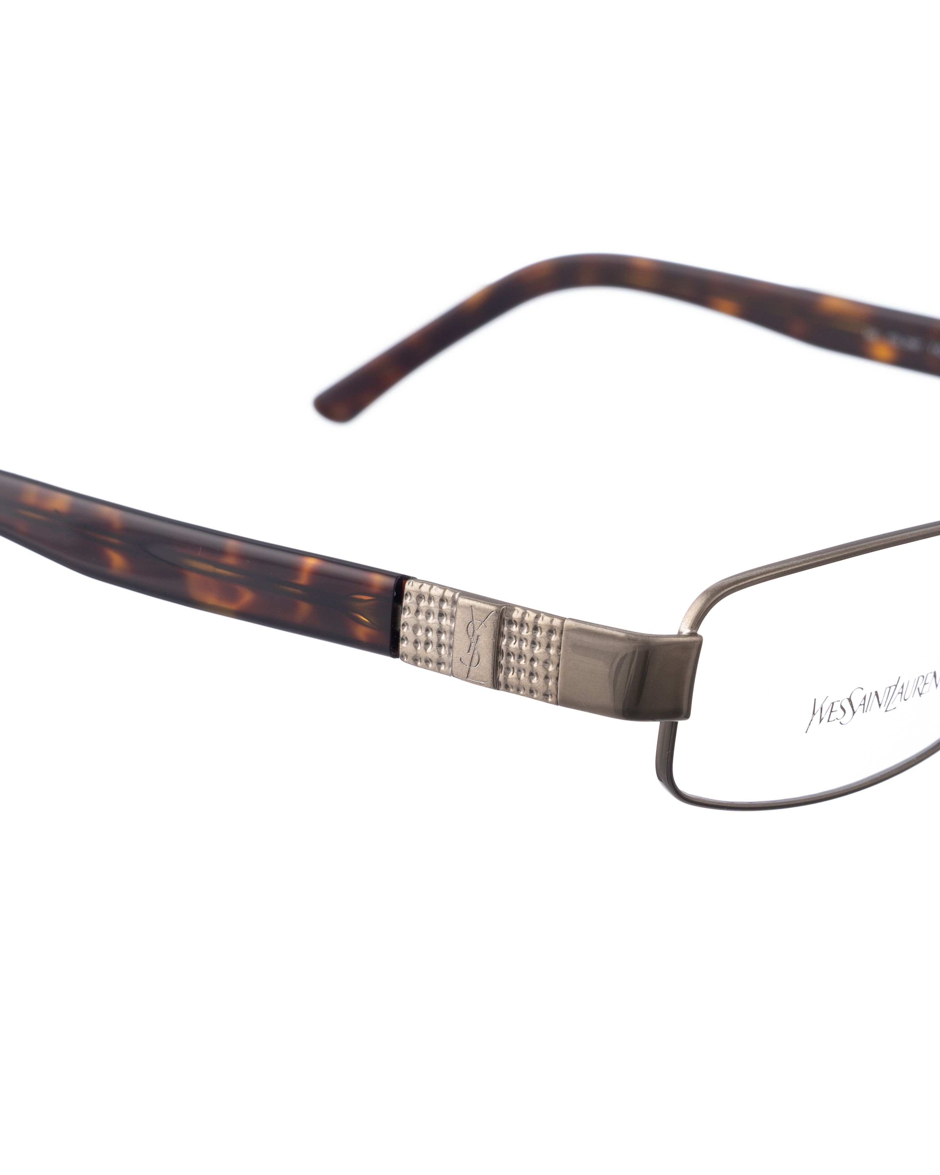 Yves Saint Laurent Yves Saint Laurent 00s Silver Glasses with Leopard Temples Size ONE SIZE - 3 Thumbnail
