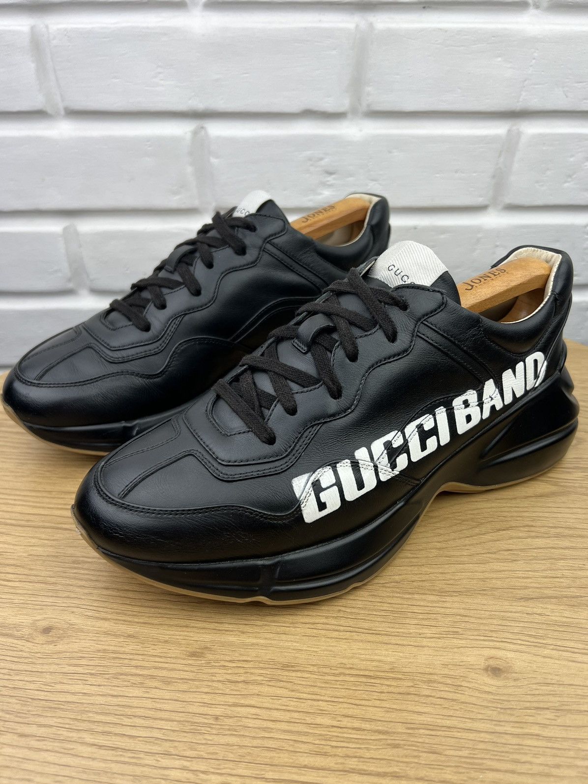 Gucci GUCCI Sneakers Leather Shoes Rhyton "Gucci Band" Black Men’s Size US 8.5 / EU 41-42 - 3 Thumbnail
