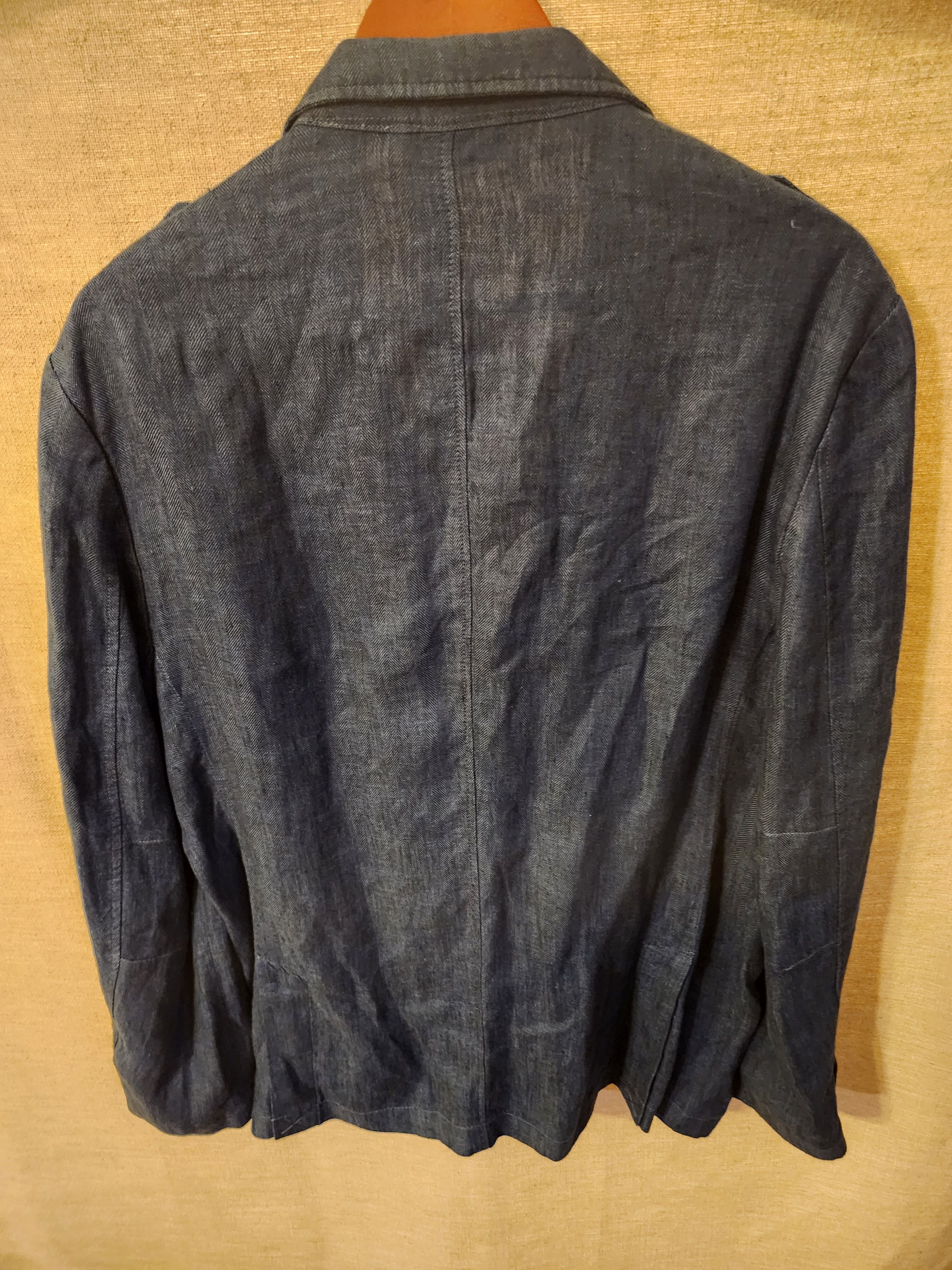 Joseph Abboud NWOT Men's 100%‎ Linen Blue Herringbone Unstructured Blazer Size US M / EU 48-50 / 2 - 2 Thumbnail