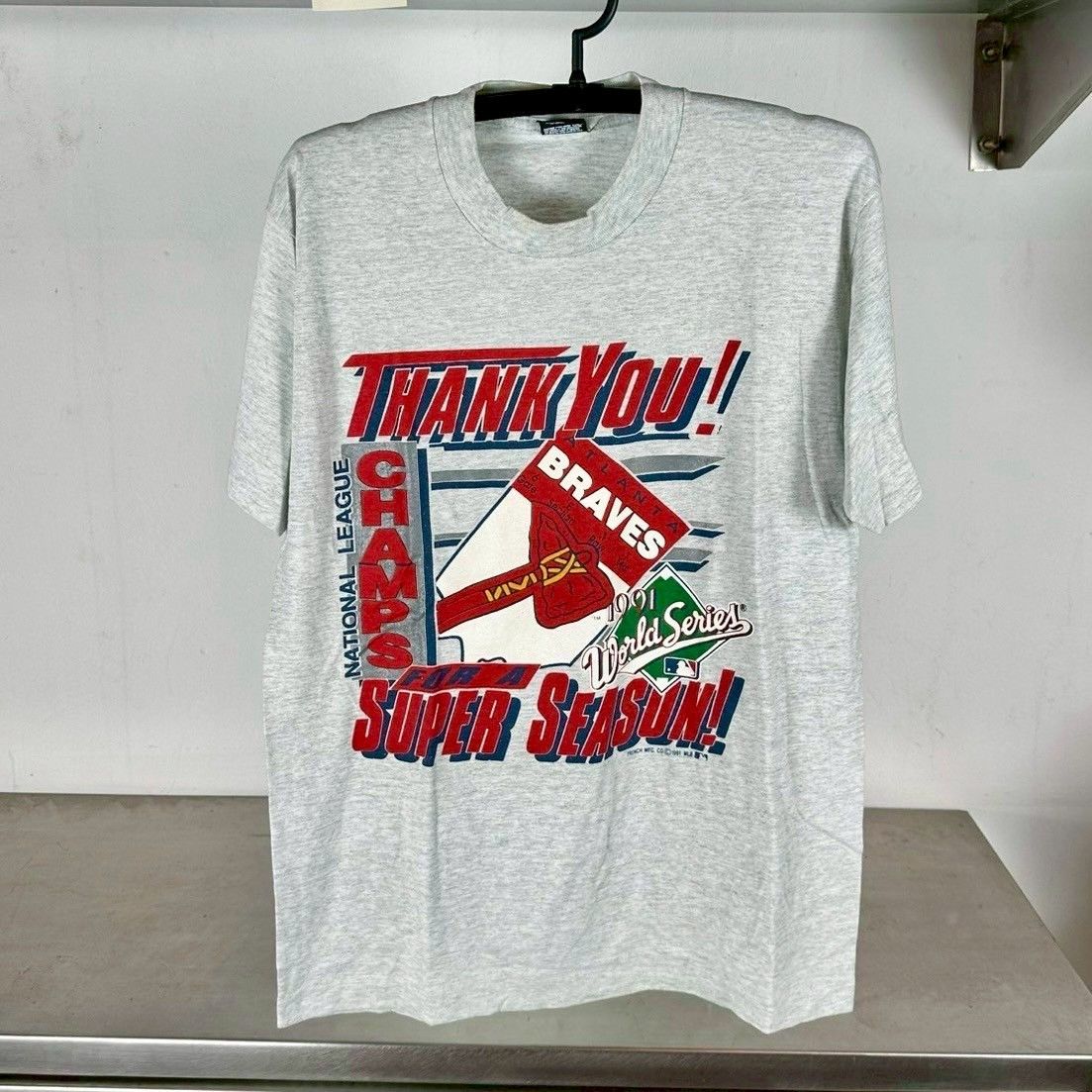 Vintage ​​​​​​1991 Atlanta Braves Champions Thank You! MLB ​T-shirt Size US L / EU 52-54 / 3 - 1 Thumbnail