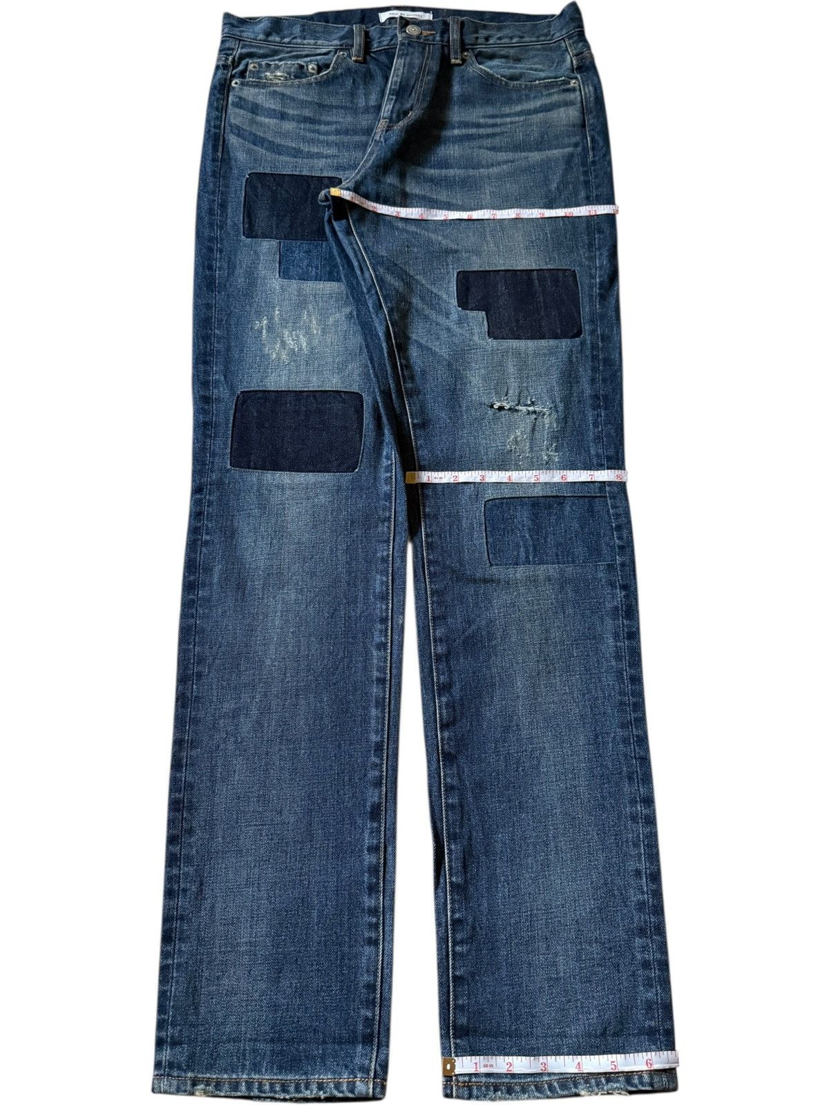 MOUSSY Vintage Moussy Blue Wash Patches Distressed Jeans Size US 33 - 8 Thumbnail