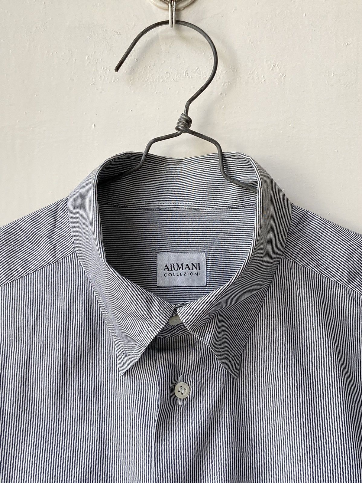 Armani Collezioni ARMANI COLLEZIONI Grey Striped Shirt Size US L / EU 52-54 / 3 - 14 Thumbnail