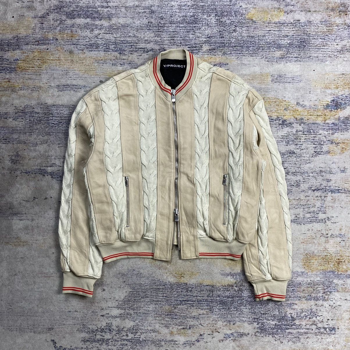 Y/Project Y/Project cable knit mix leather bomber jacket Size US M / EU 48-50 / 2 - 1 Thumbnail