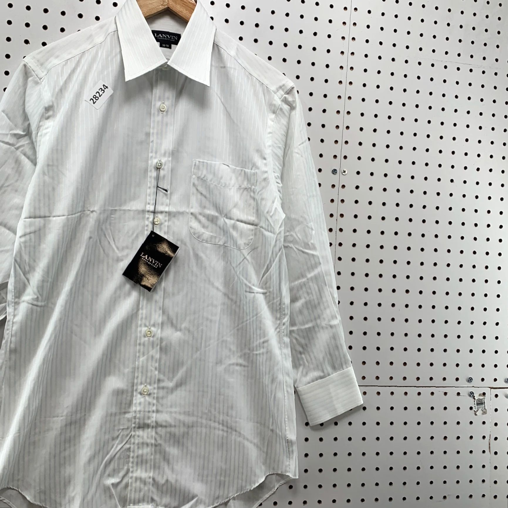 Lanvin VINTAGE Lanvin Dress Shirt White Striped Long Sleeve Mens Size Small 20x32 38 78 Size 36R - 4 Thumbnail