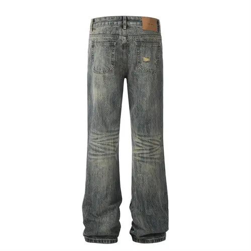 VIBE Distressed washed men's trendy straight flared jeans Size US 34 / EU 50 - 3 Thumbnail