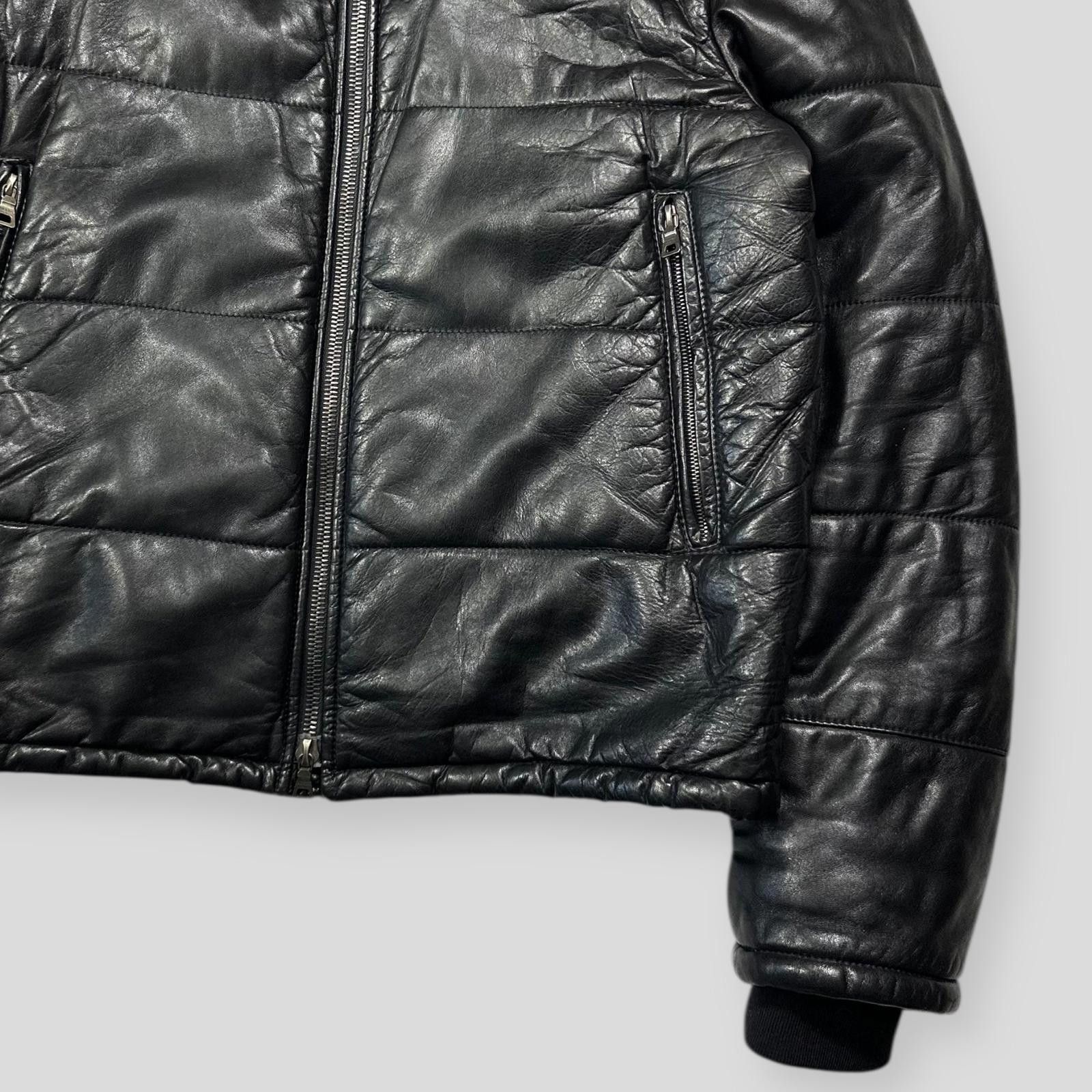 Prada Sport 00’s Leather Aviator Fur Collar Hooded Puffer L