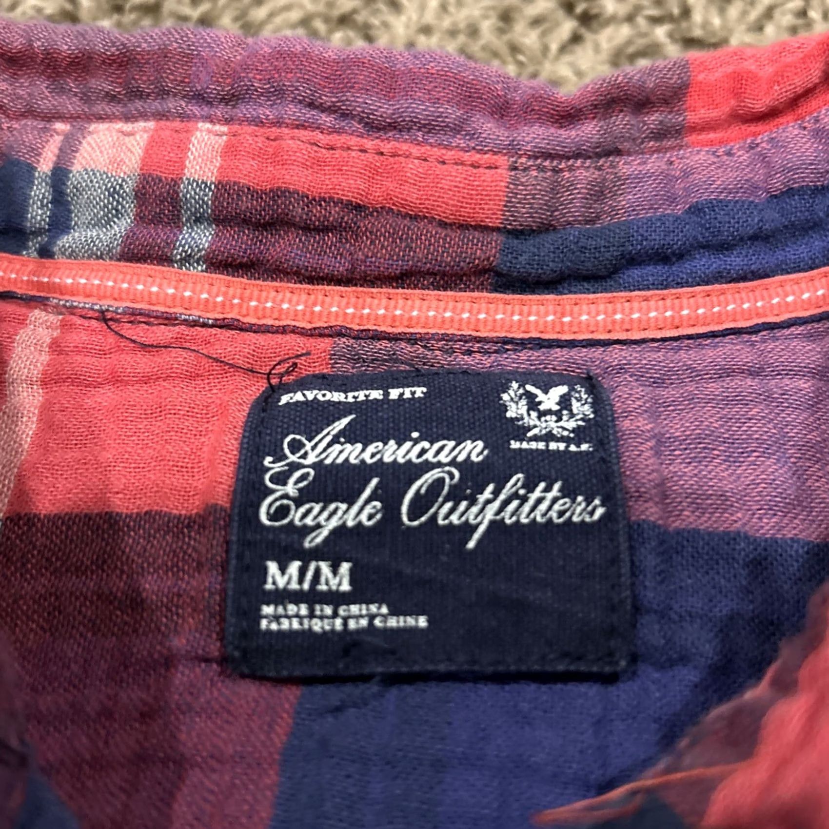 American Eagle Outfitters American Eagle Outfitters Shirt Women M Plaid Button-Up Cotton Multicolor Long Sleeve Button Size M / US 6-8 / IT 42-44 - 2 Thumbnail