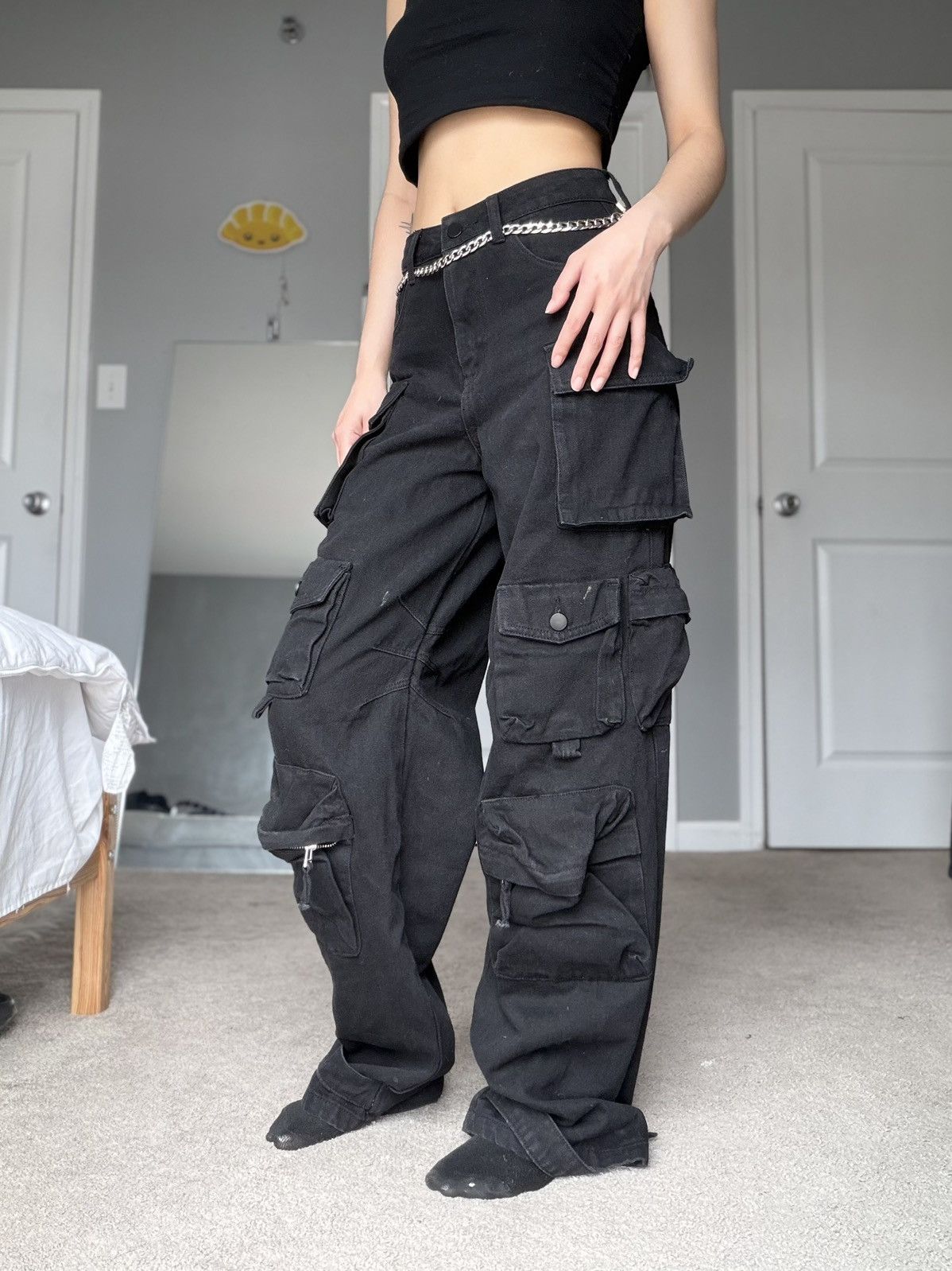 THE KRIPT THE KRIPT Pixely Cargo Jeans Black Size 26" / US 2 / IT 38 - 9 Thumbnail