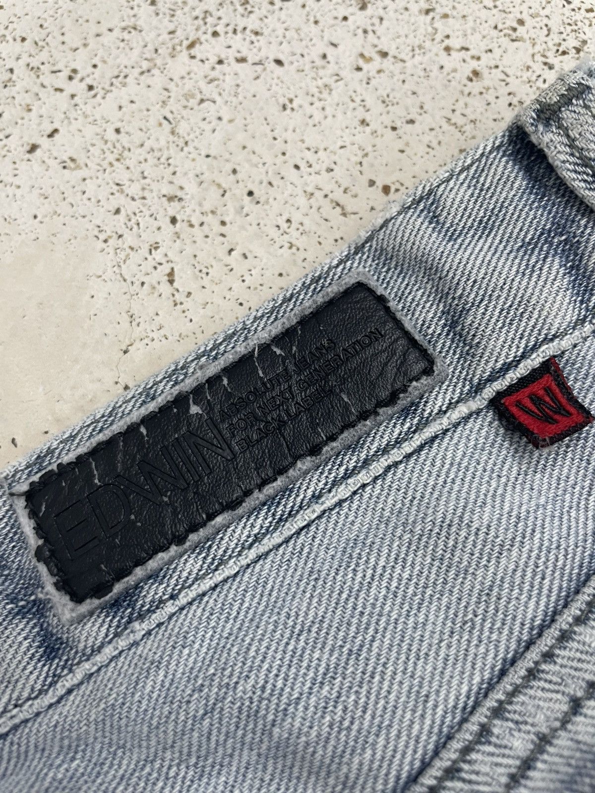 Edwin Low Rize Light Wash Soft Denim Distressed