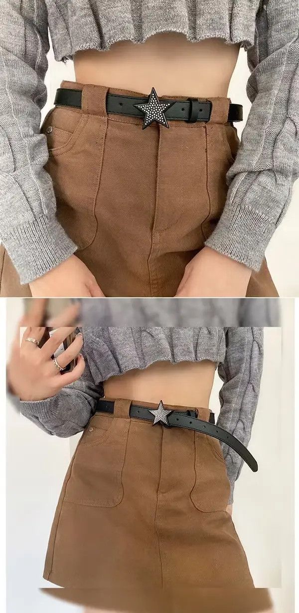Japanese Brand Black Belt with Star Buckle Women Size ONE SIZE - 3 Thumbnail
