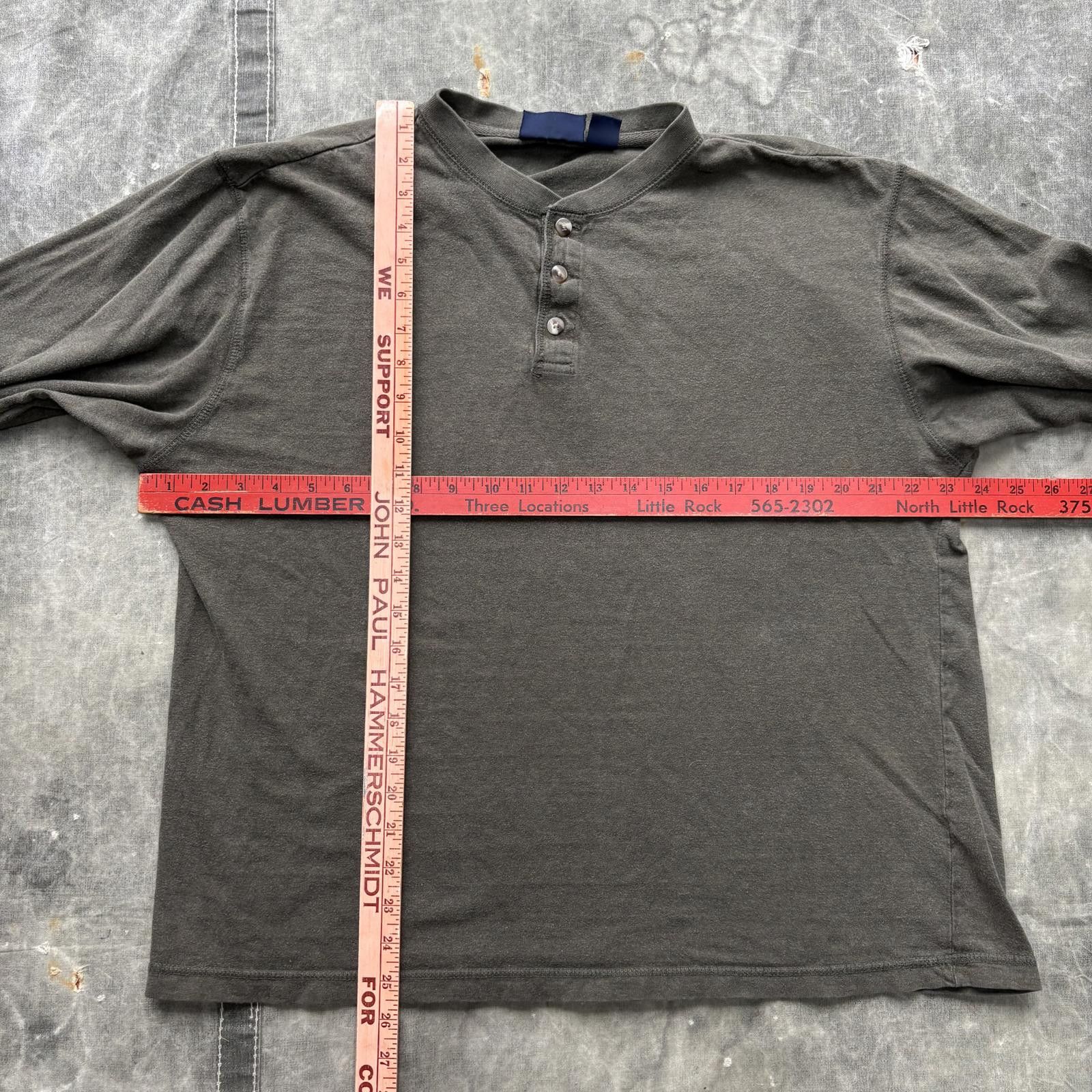 Basic Editions Vintage 90s Y2K Olive Moss Green Grunge Skater Henley Shirt Size US L / EU 52-54 / 3 - 3 Thumbnail