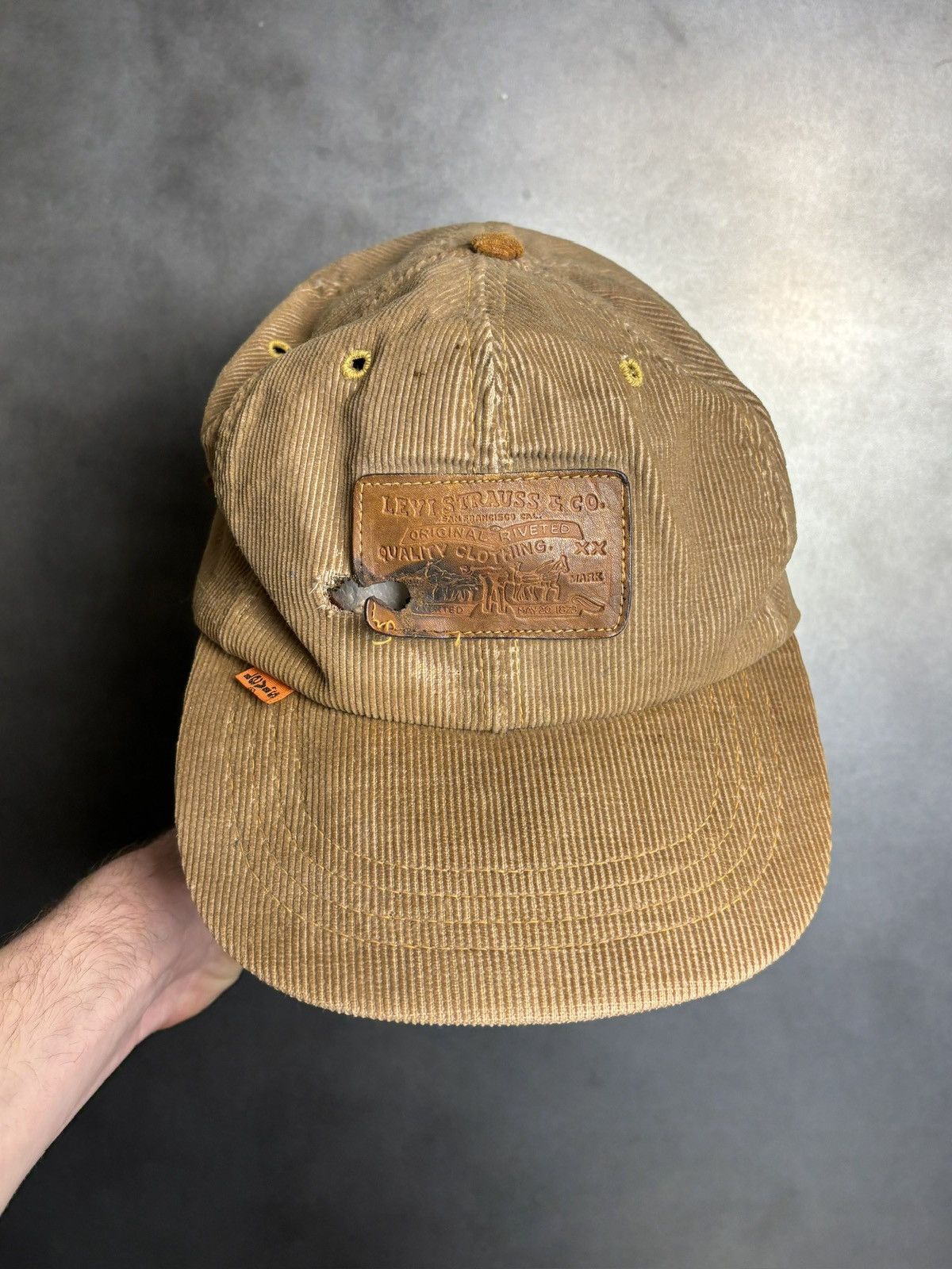 Levi's 1970s Vintage Levi's Orange Tab Corduroy Hat Leather Basebal Size ONE SIZE - 1 Thumbnail