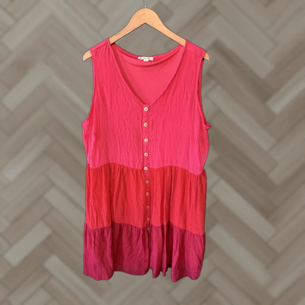 Vintage Indigo Rose Womens Sleeveless Summer Red Slip Dress Flowy Size 3X Midi Size XXL / US 16-18 / IT 52-54 - 1 Thumbnail