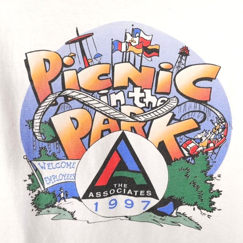 Hanes VINTAGE The Associates T Shirt Mens XL White 90s Picnic In The Park 1997 Hanes Cotton Crew Neck Short Sleeve Solid Double-Sided Mens Size US XL / EU 56 / 4 - 5 Thumbnail