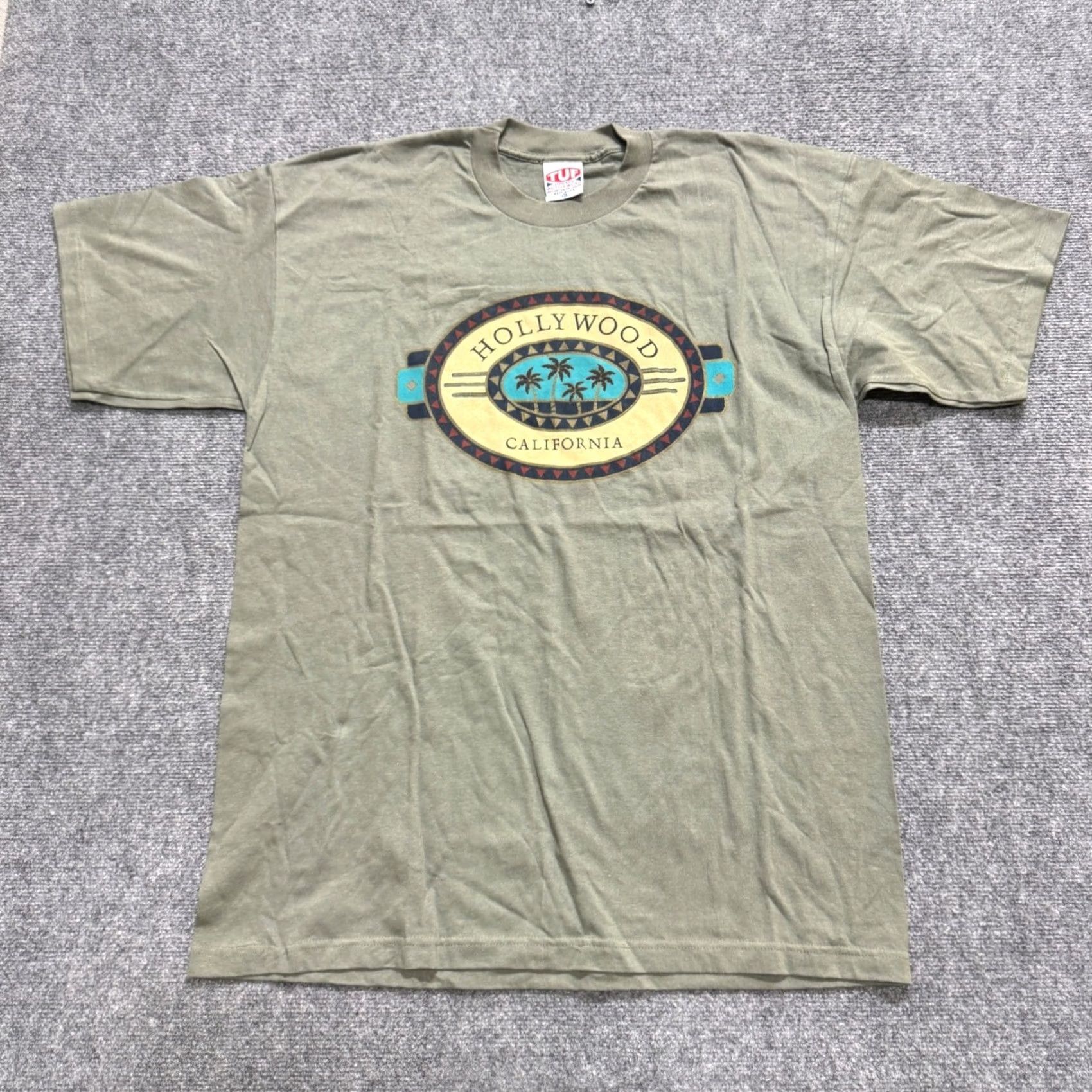 Vintage VINTAGE TUF Hollywood California T-shirt XL Men's Green 90s Made In USA Single Shirt Size US XL / EU 56 / 4 - 7 Thumbnail