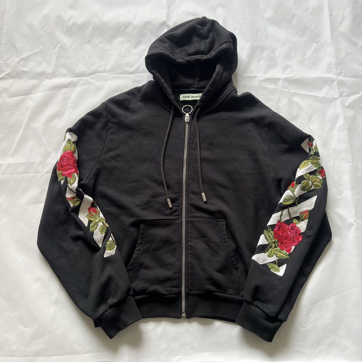 Off white rose zip up hoodie hotsell