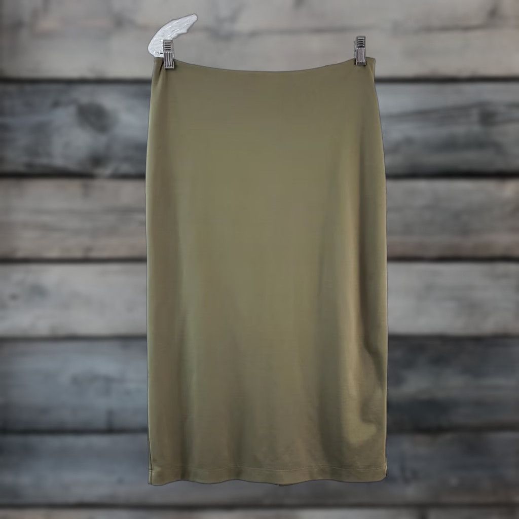Alexander Wang T Alexander Wang Womens Skirt Sz Large Solid Green Rayon Blend Zips Midi Pencil Straight Skirt Womens L Green Zip 90s? Size 36" / US 14 / IT 50 - 1 Thumbnail