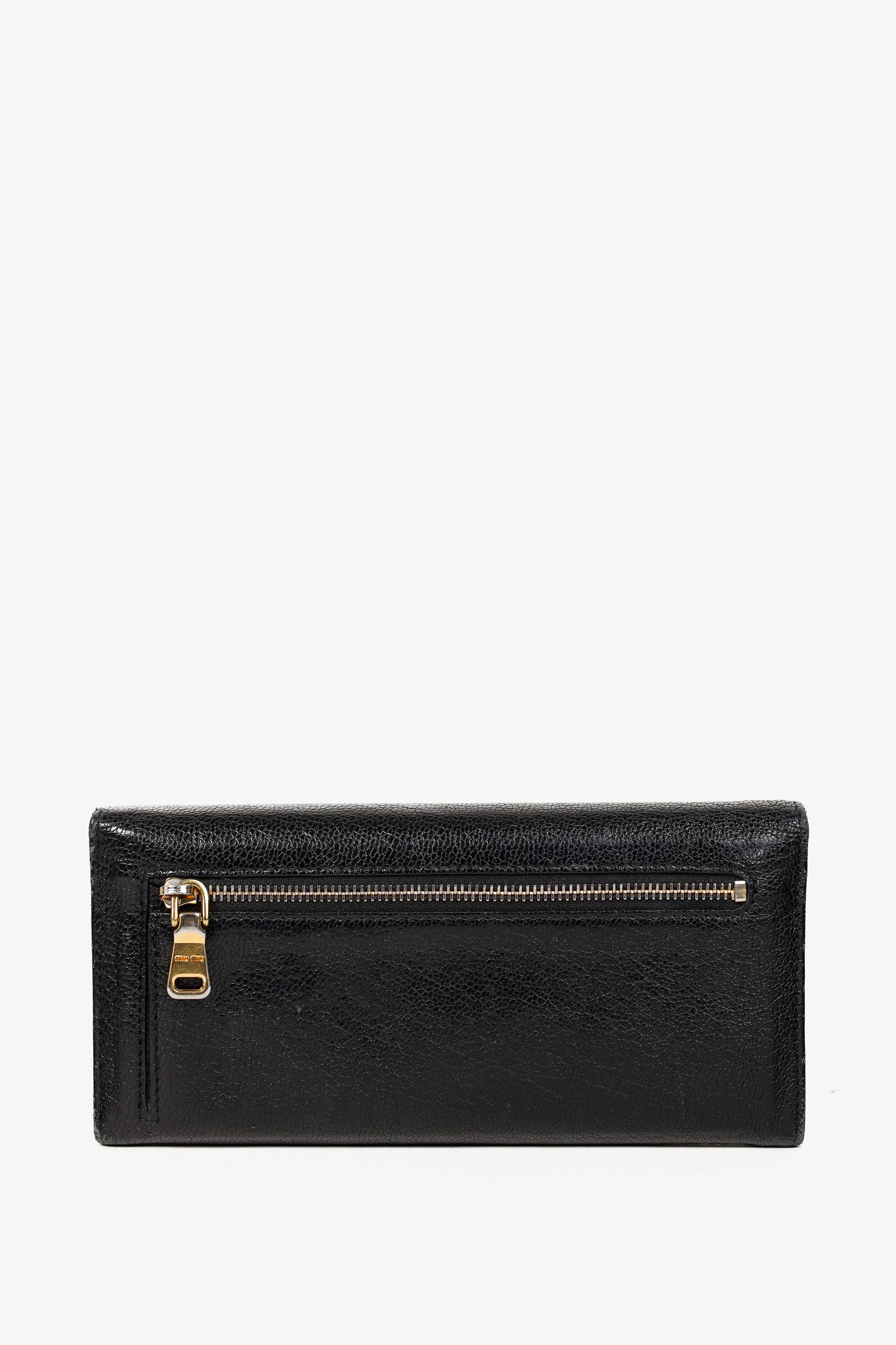 Miu Miu Miu Miu Black Madras Leather Long Wallet Size ONE SIZE - 4 Thumbnail