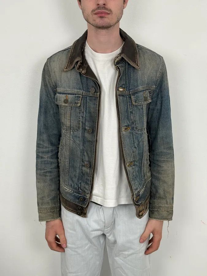 Dolce & Gabbana AW2003 Dolce & Gabbana Layered Leather & Faded Denim Jacket Size US M / EU 48-50 / 2 - 2 Thumbnail