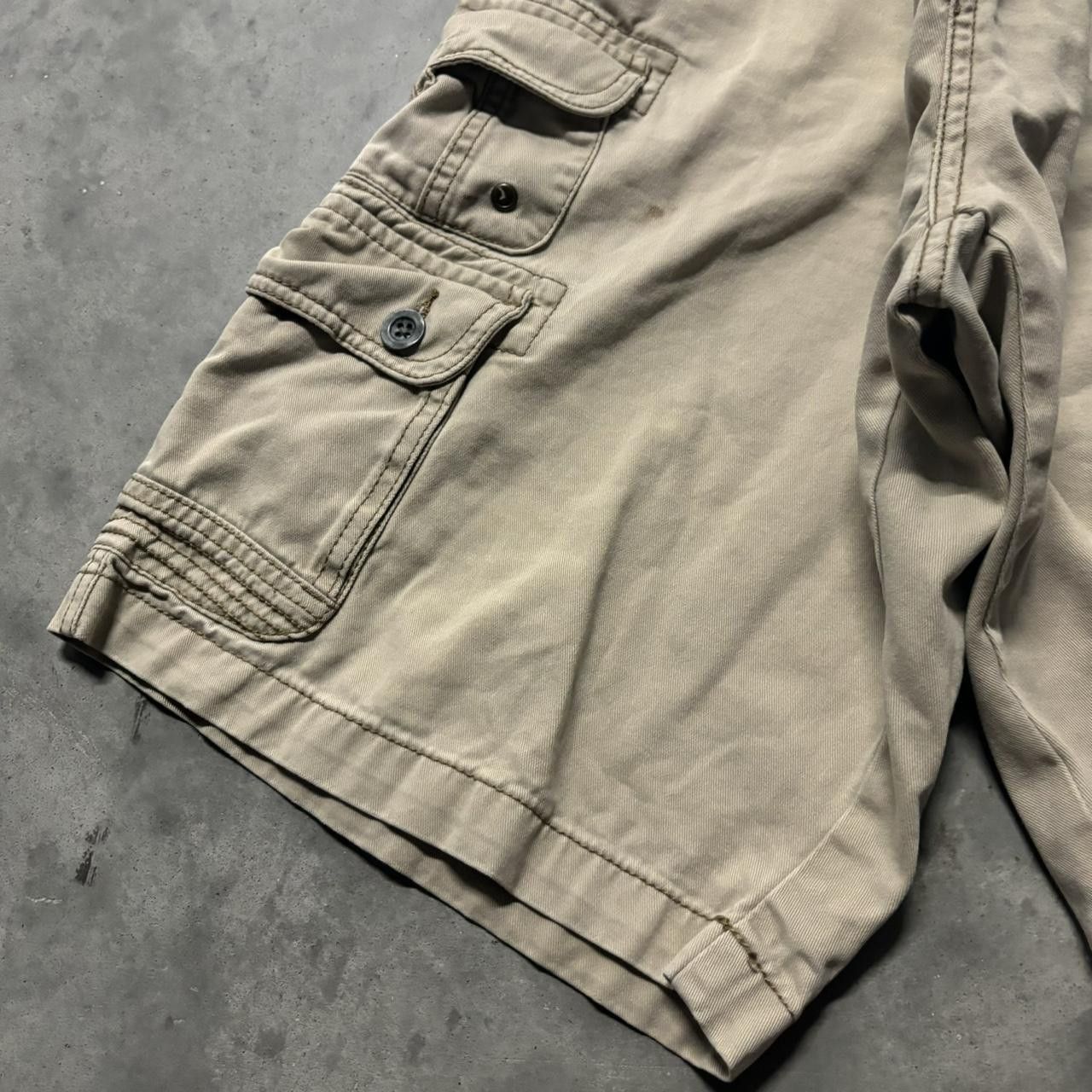 Japanese Brand × Vintage Crazy Vintage Y2K/2000s Baggy Khaki Skater Style Cargo Shorts! Size US 38 / EU 54 - 3 Thumbnail