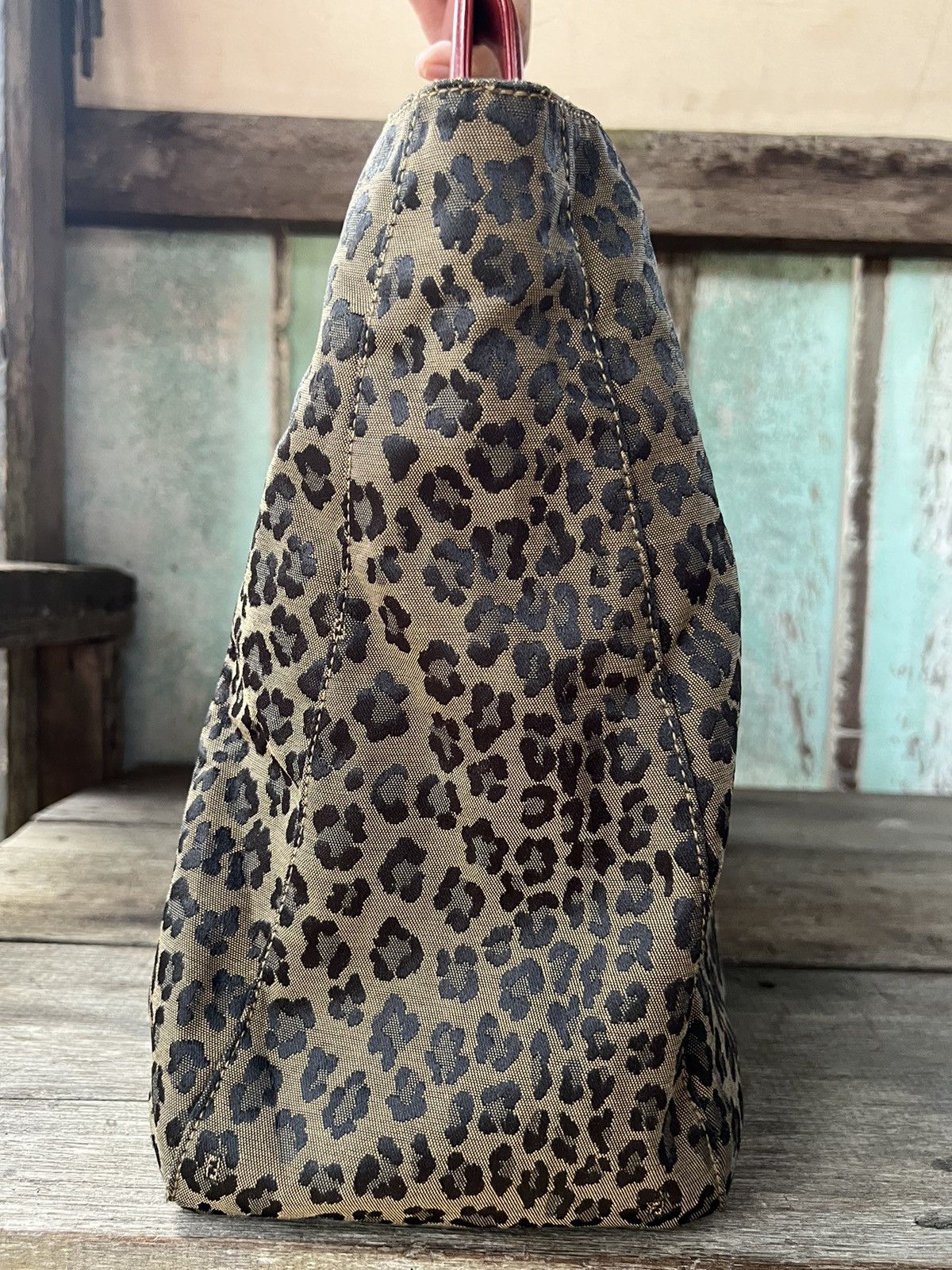 Fendi Vintage FENDI Leopard Hand Bag Nylon Leather Brown Red Size ONE SIZE - 3 Thumbnail