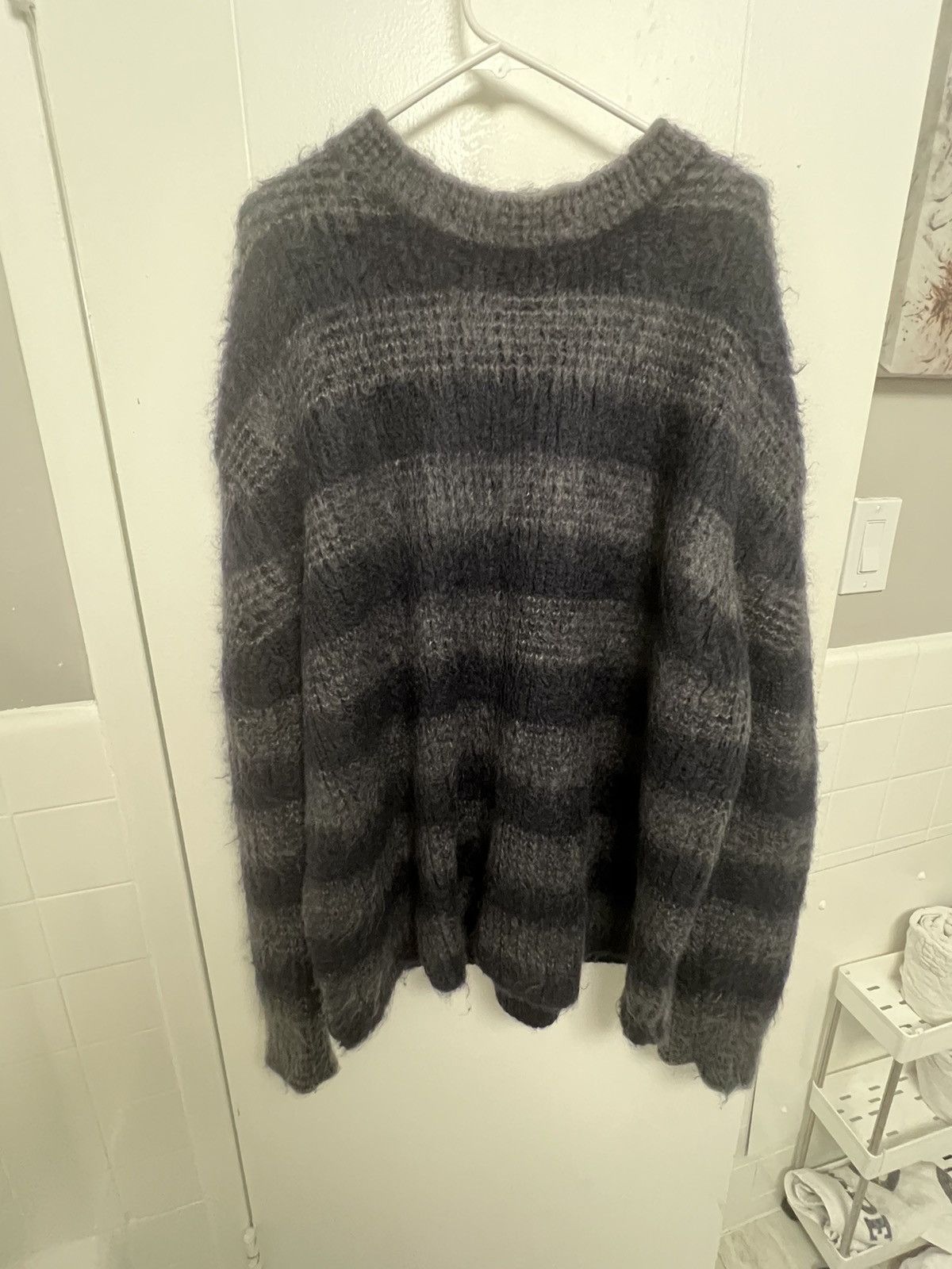 Jil Sander Mohair Open Side Knit Striped Sweater