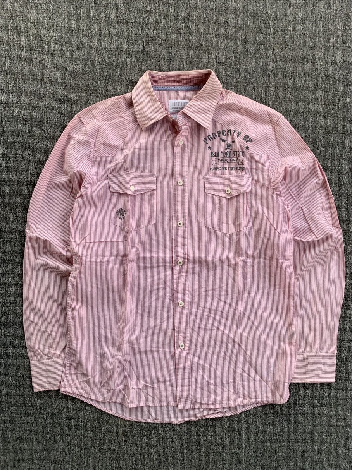Japanese Brand Hunt City Gothic Button Shirt Soft Pink Stripe Tokyo Style Size US L / EU 52-54 / 3 - 4 Thumbnail
