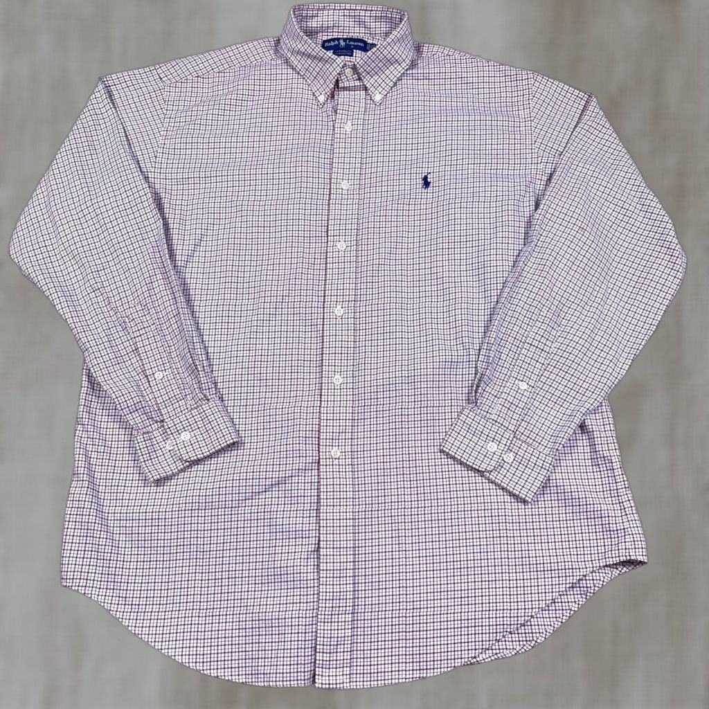 Ralph Lauren Ralph Lauren Shirt Men 16.5 34 Maroon Button Up Tattersall Plaid Blue Pony Large Color Red Classic Dress Shirt Mens Size US XL / EU 56 / 4 - 1 Thumbnail