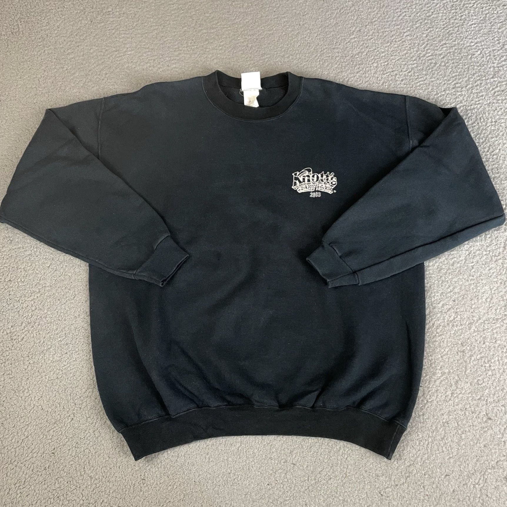 Vintage VINTAGE Knotts Scary Farm Sweatshirt Men L Black Graphic Print 90s Halloween Horror Snoopy Peanut Brand Murina Knit Crew Neck Pullover All Seasons Size US L / EU 52-54 / 3 - 3 Thumbnail