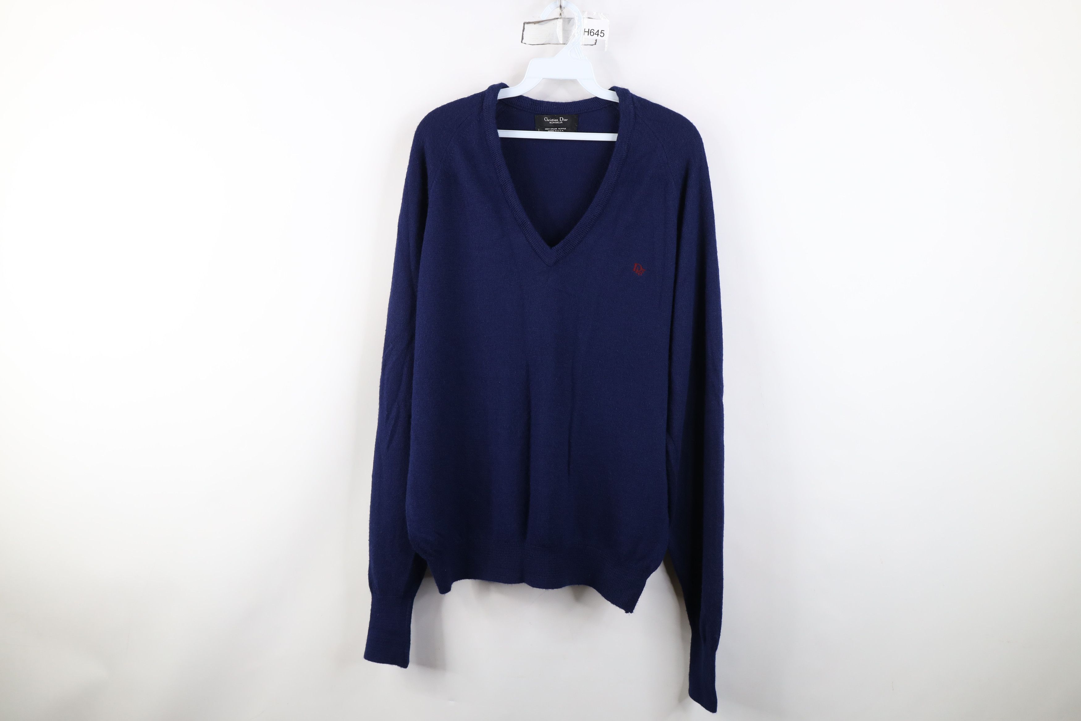 Christian Dior Monsieur Vintage 70s 80s Christian Dior Soft Knit V-Neck Sweater USA Size US L / EU 52-54 / 3 - 1 Thumbnail