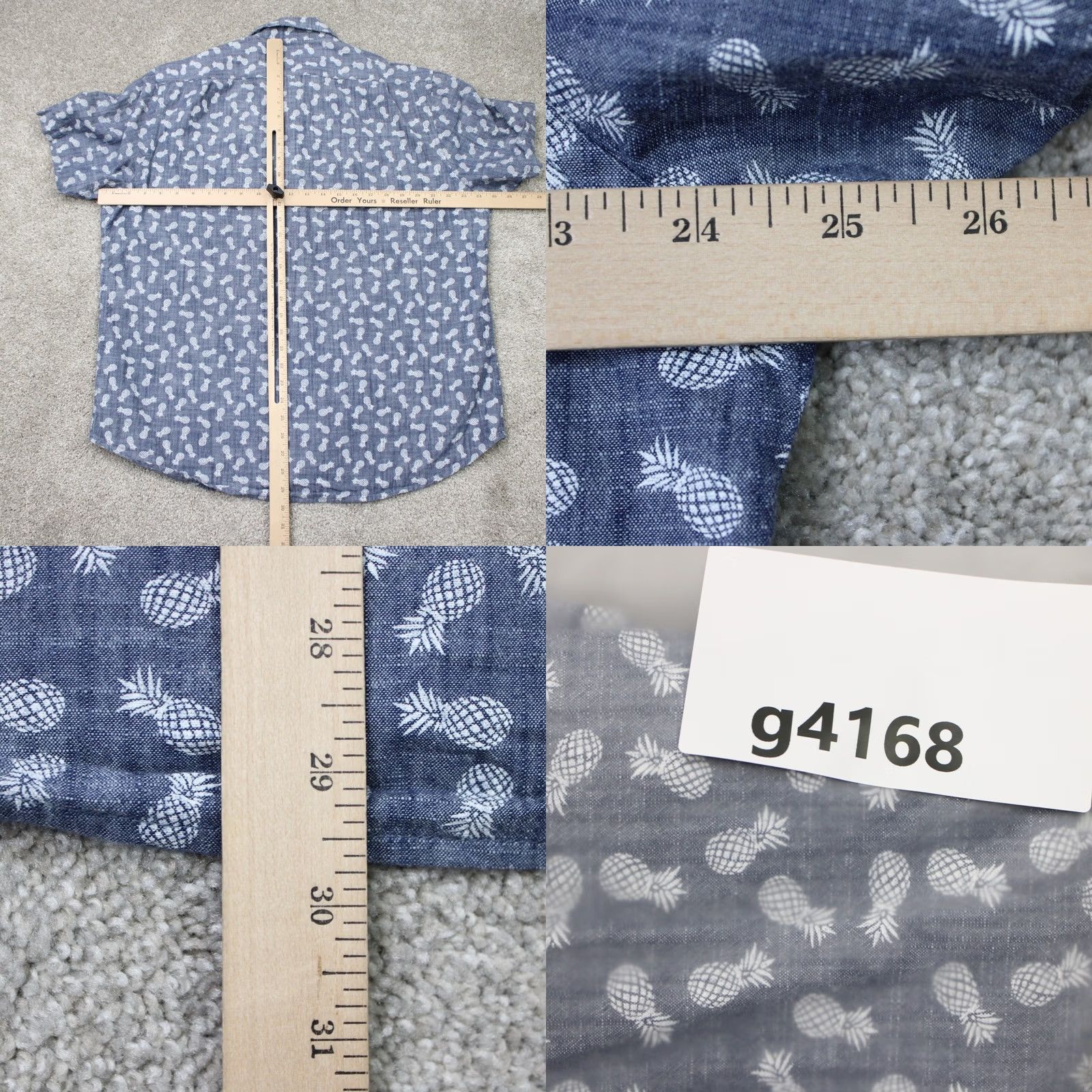Vintage Tailor Vintage AOP Shirt Mens XL Blue Pineapple All Over Print Short Sleeve Size US XL / EU 56 / 4 - 8 Thumbnail