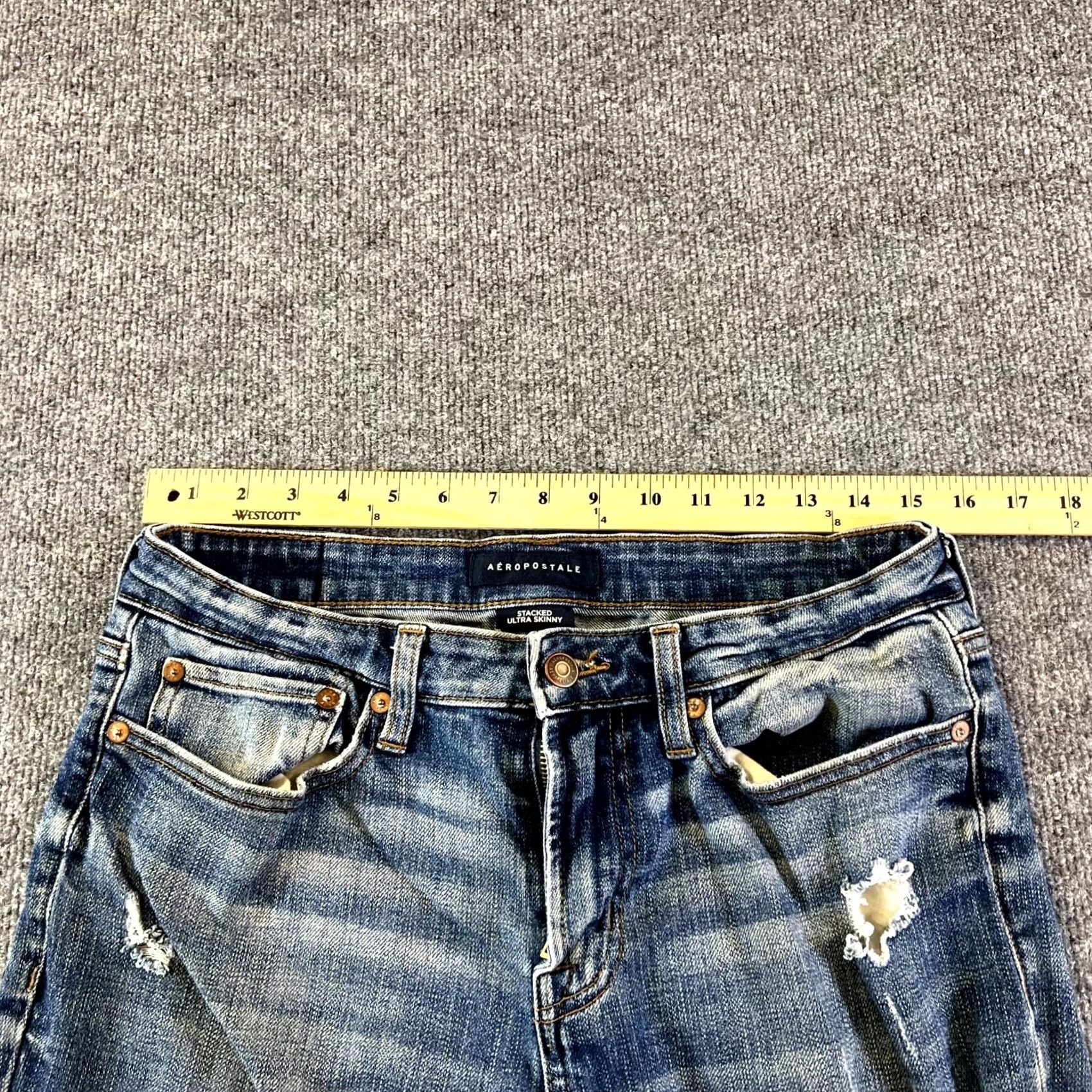 Vintage Aéropostale Jeans Women 32/34 Blue Denim Distressed Ultra Skinny Zip Fly Jeans Size US 32 / EU 48 - 3 Thumbnail