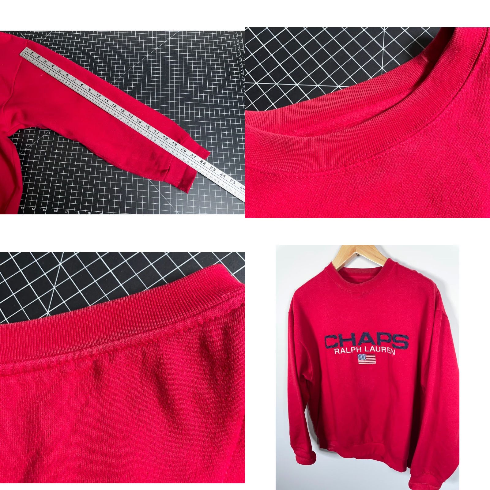 Chaps VINTAGE Chaps Ralph Lauren Sweatshirt Pullover Crew Neck Red Embroidered Flag Polo 90s Mens Large Size US L / EU 52-54 / 3 - 8 Thumbnail